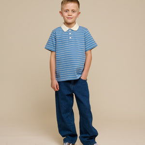Gestreept Jersey Poloshirt - Tween - Dusty Blue | 101176 Otto