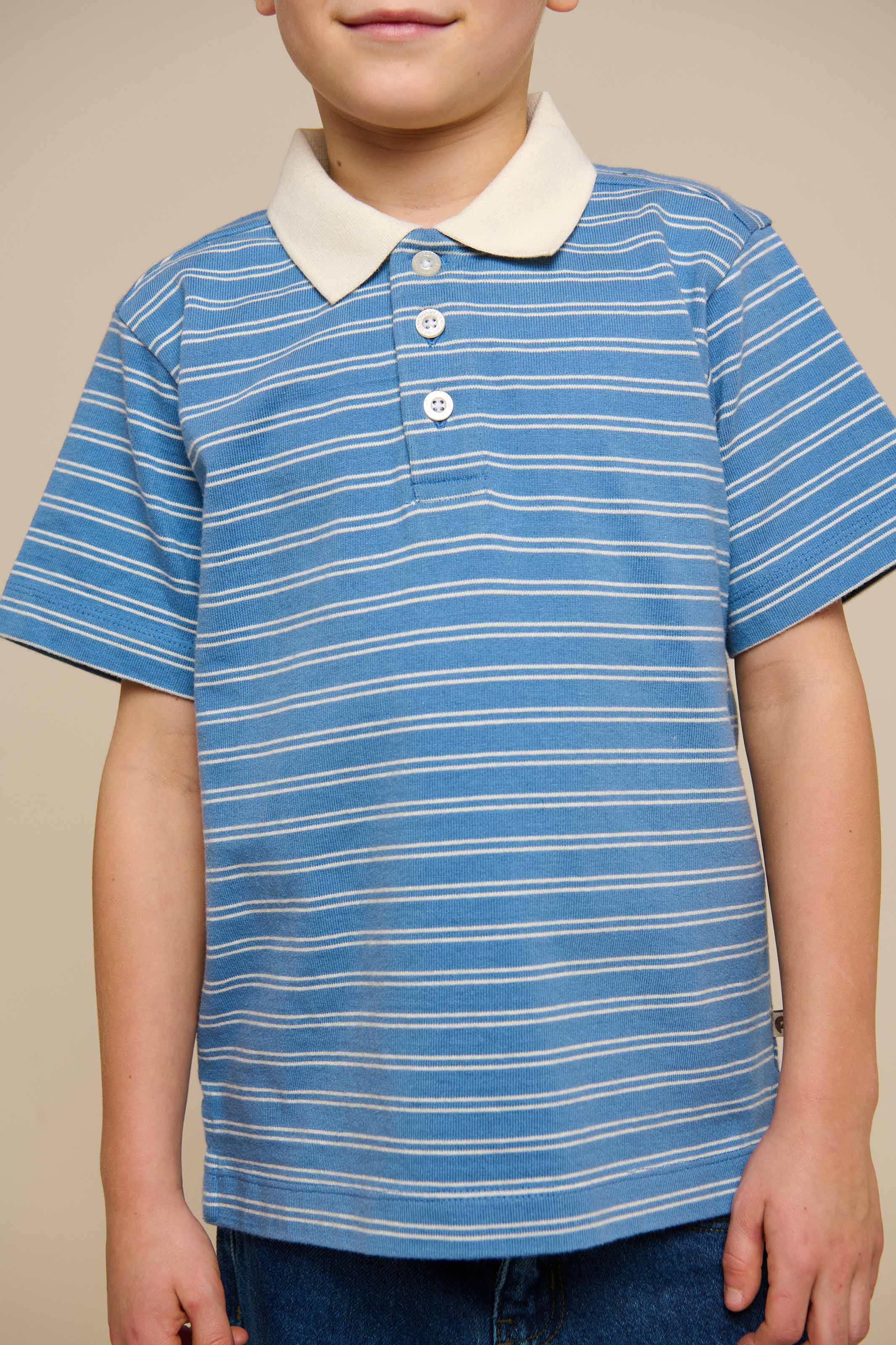 Gestreept Jersey Poloshirt - Tween - Dusty Blue | 101176 Otto