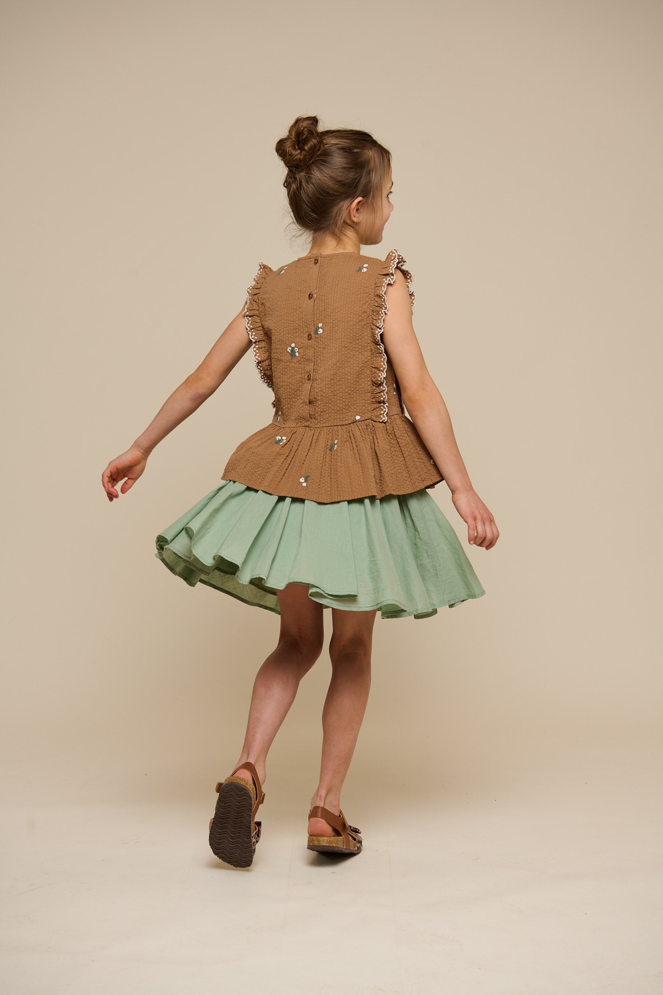 Geborduurde Seersucker Top - Tween - Coconut | 100983 Nora