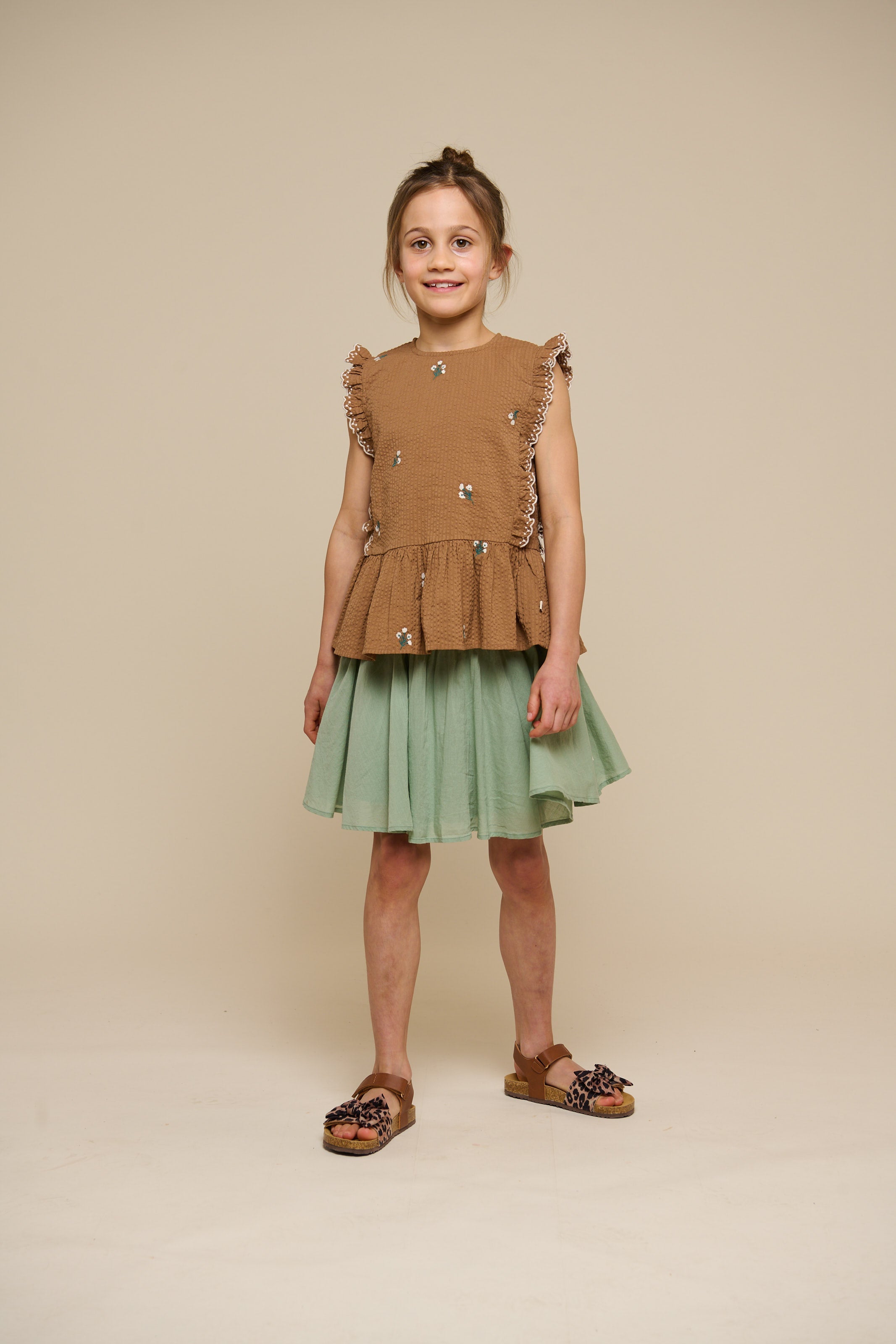 Geborduurde Seersucker Top - Tween - Coconut | 100983 Nora