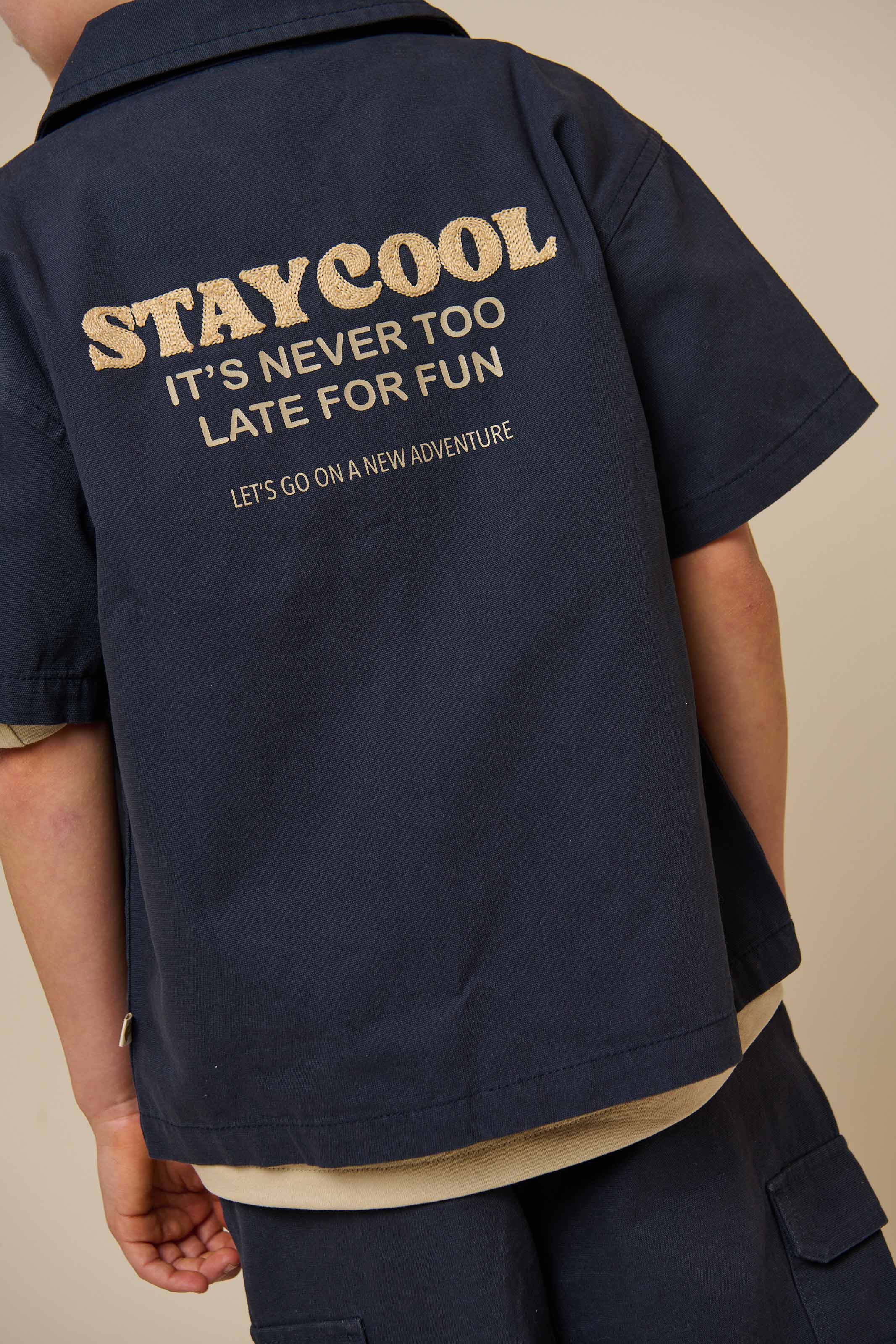 Canvas Overhemdjack met Rits - Tween - Navy | 101127 Isack