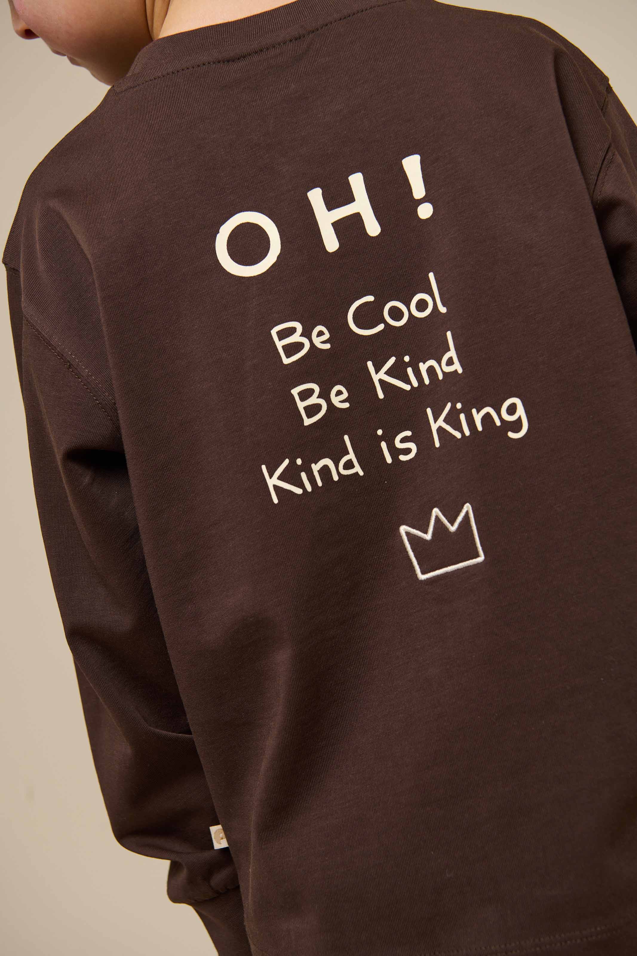 Oversized T-shirt met lange mouwen - Tween - Chocolate | 100852 August