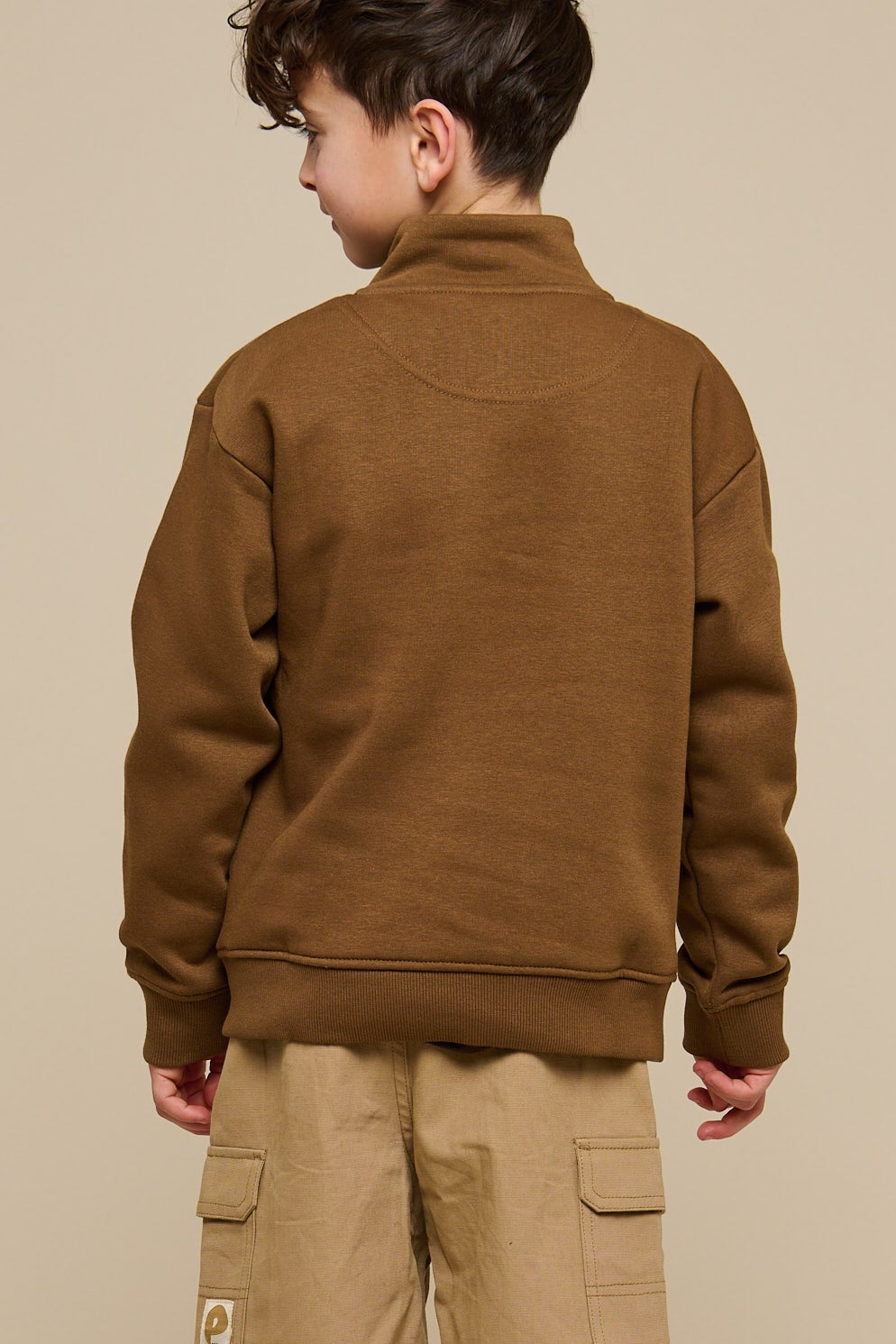 Sweatshirt met halve rits - Tween - Coffee | 100809 Tristan