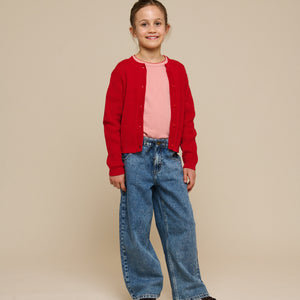 Katoenen gebreid vest - Tween - Cherry Red | 101270 Katie