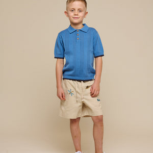 Blauwe gebreide polo - Tween - Dusty Blue | 101244 Dylan