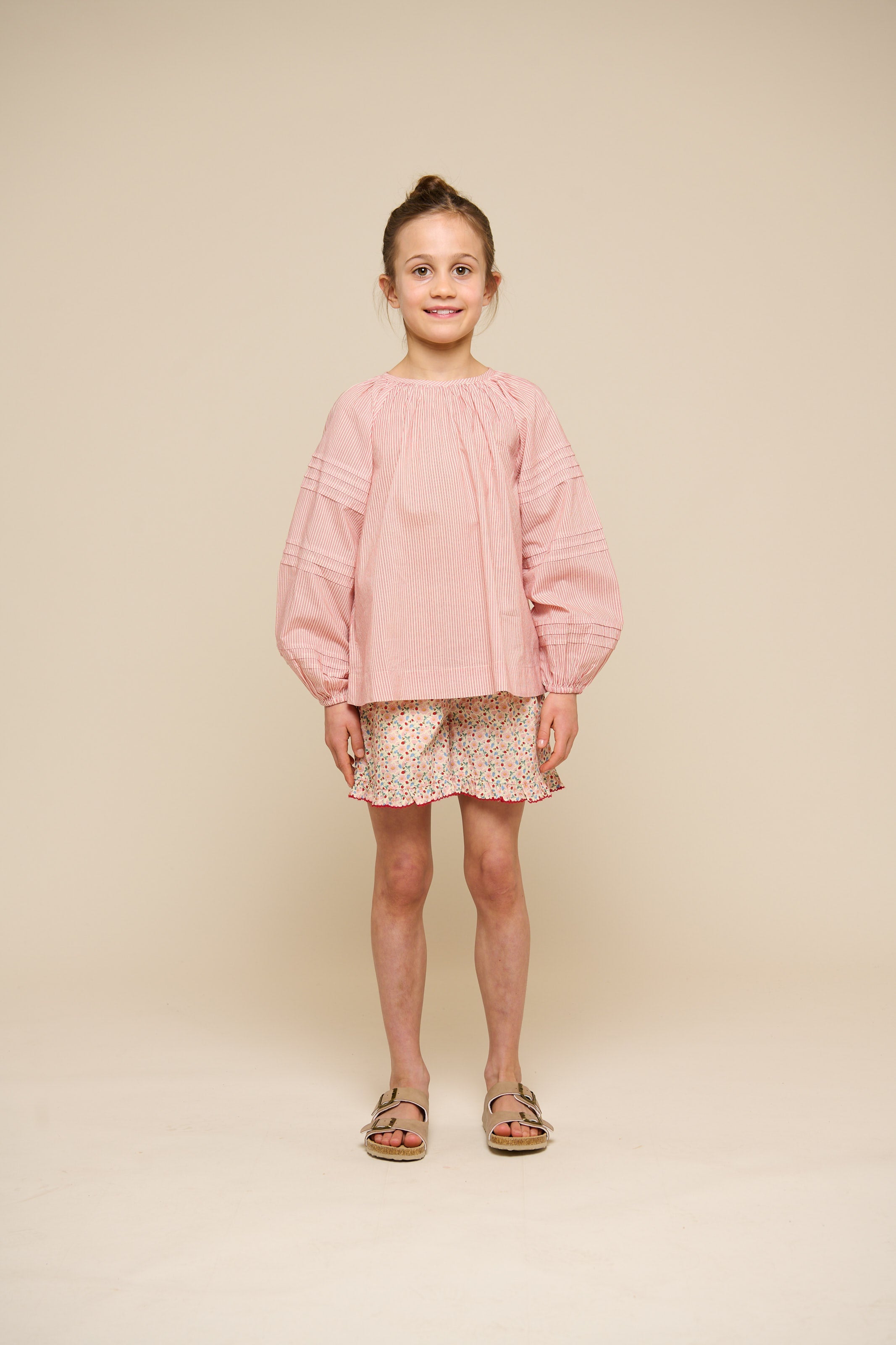Gestreepte Blouse met Lange Mouwen - Tween - Offwhite/Cherry Red | 100991 Willa