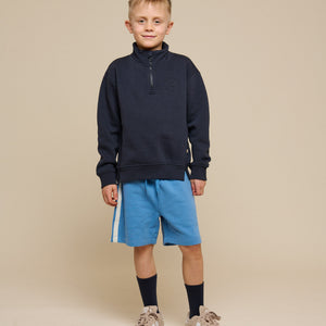 Sweatshirt met halve rits - Tween - Navy | 100807 Tristan