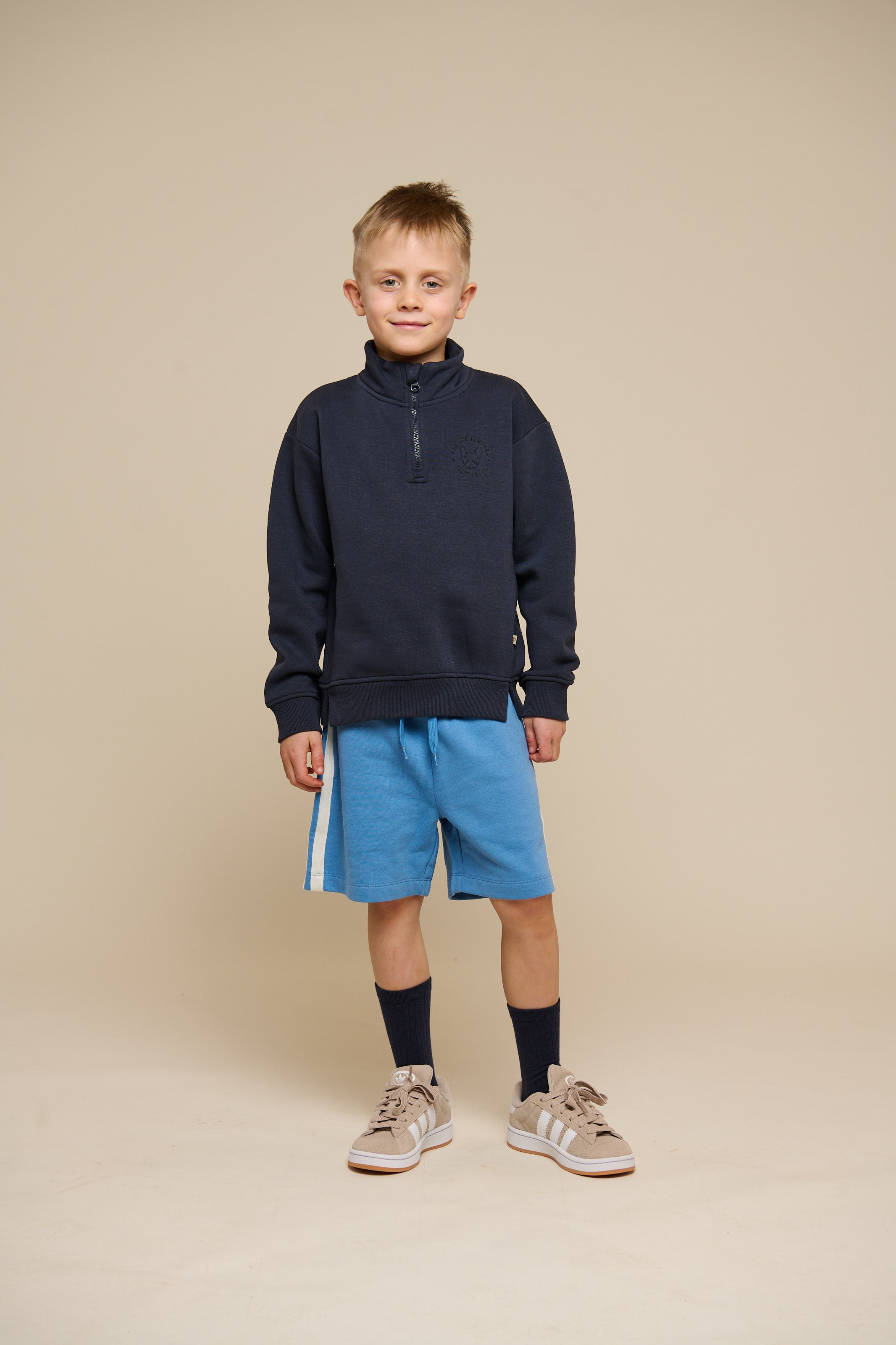 Sweatshirt met halve rits - Tween - Navy | 100807 Tristan