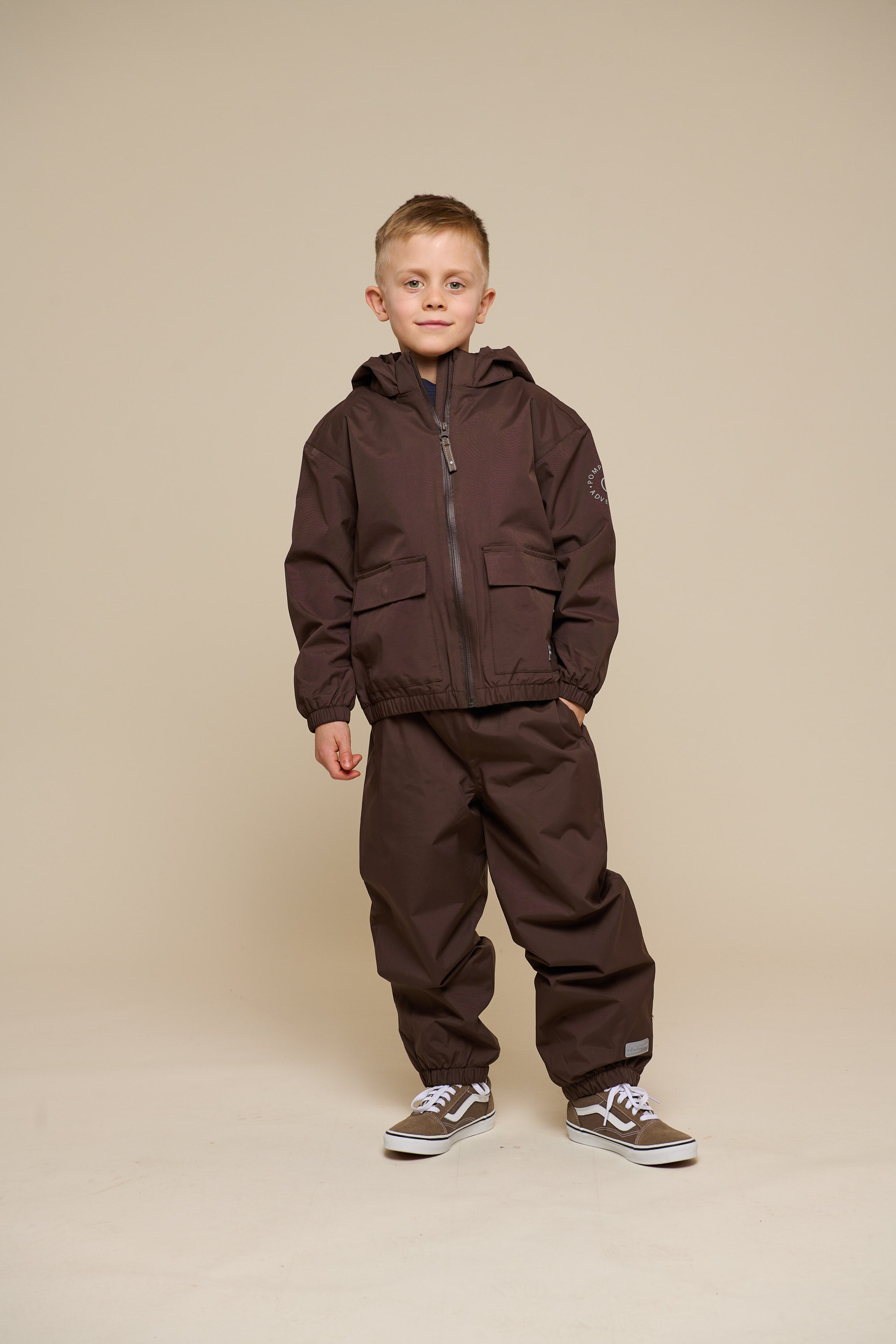 Shell-jas met opgestikte zak - Tween - Chocolate | 100500 Luke