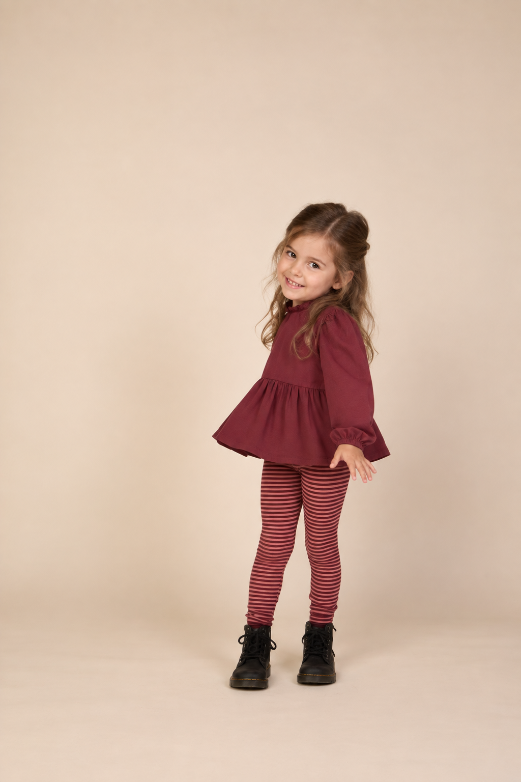 Effen jersey peplum blouse Kids - Bordeaux | 101547 Heidi
