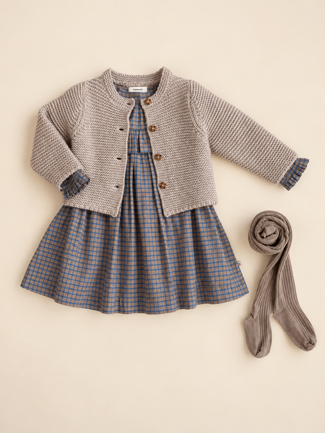 Poplin jurk met ruches bij de pas Kids - Blue Check | 101441 Julia
