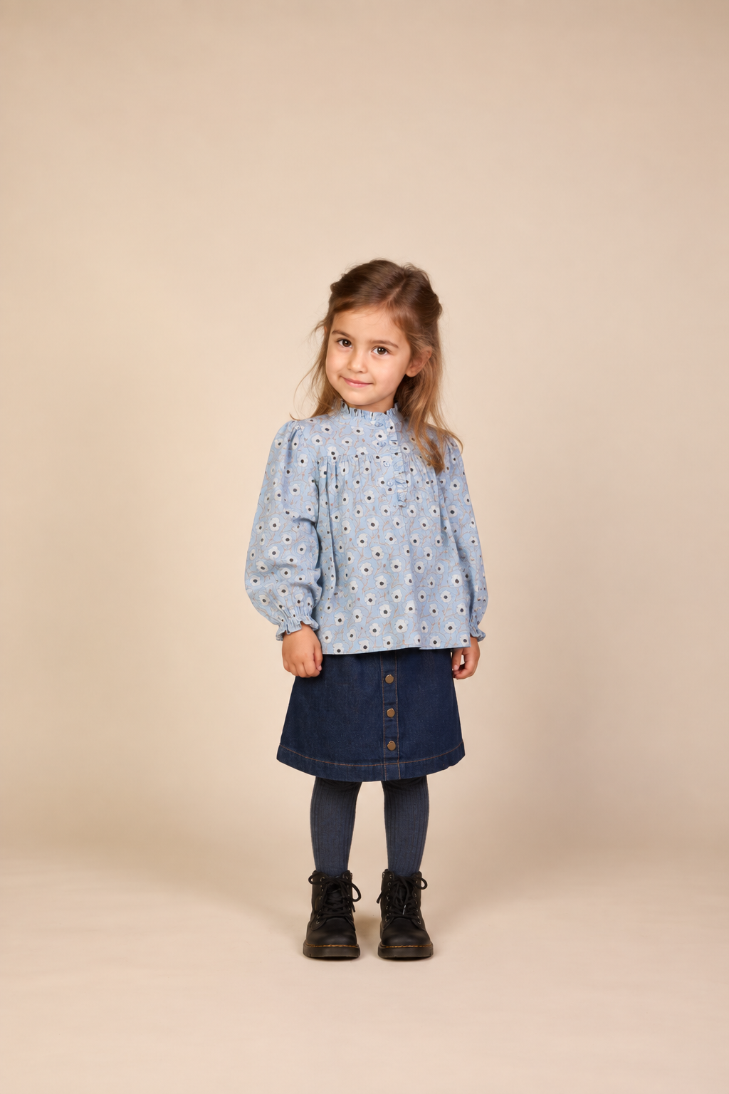 Gebloemde katoenen blouse Kids - Blue/Brown | 101435 Nova
