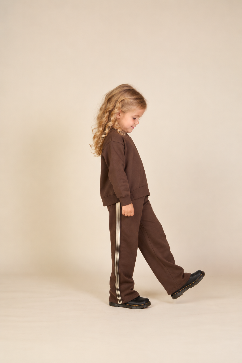 Joggingbroek met zijband Kids - Dark Brown | 101630 Zoe