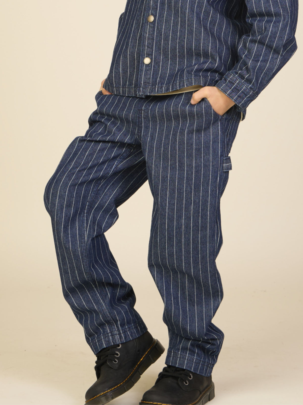 Relaxed cargojeans met krijtstreep Tween - Dark Blue | 101516 Austin