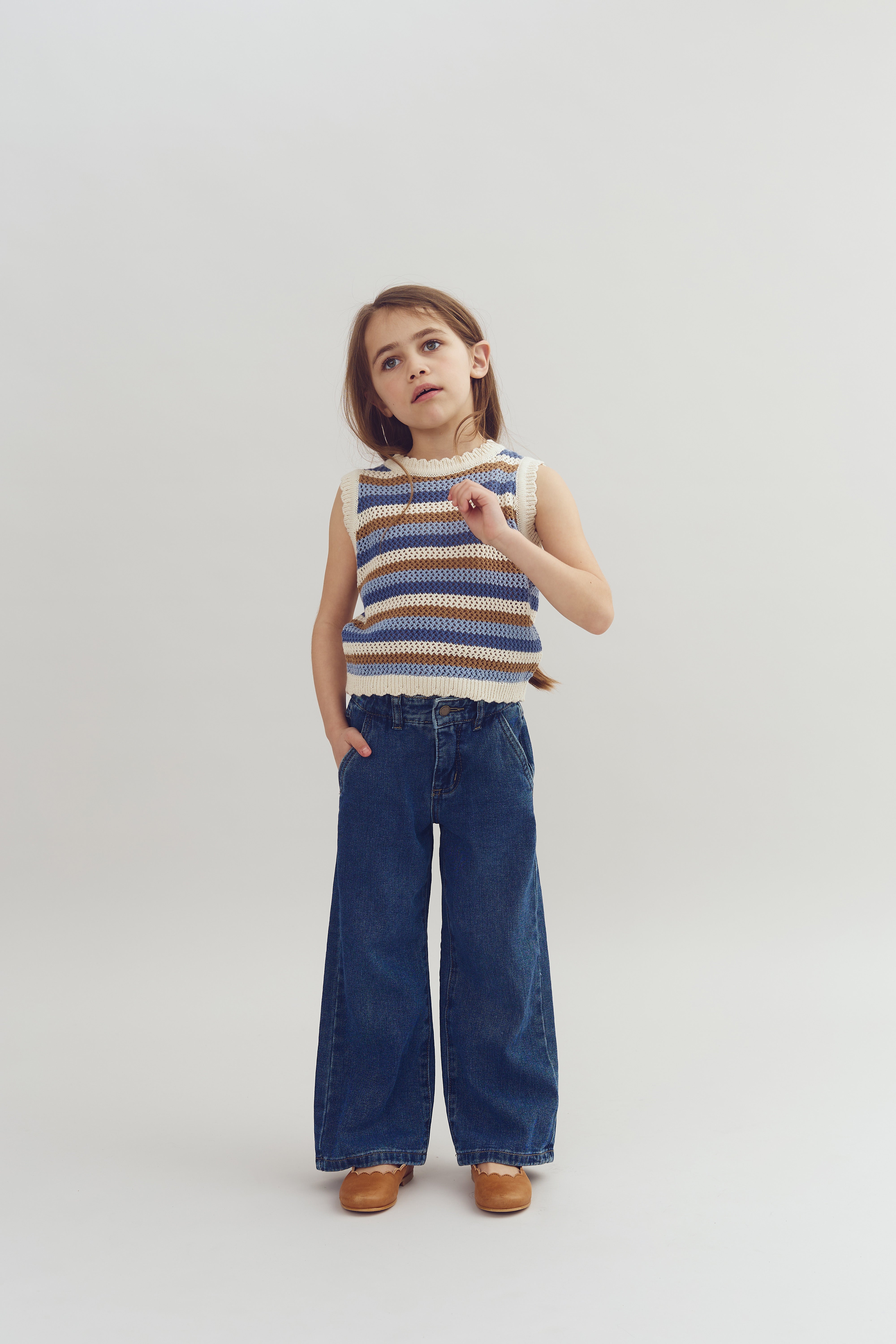 Jeans met wijde pijpen - Kids - Dark Blue Denim