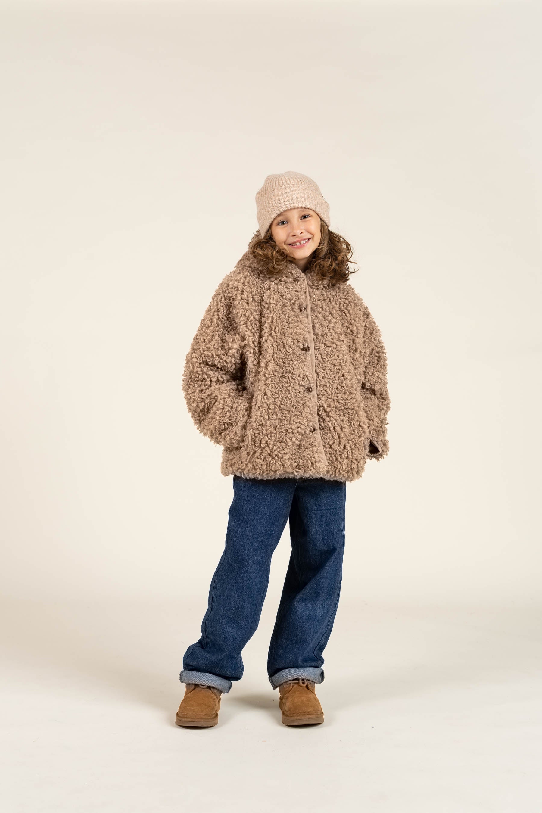 Jas met capuchon van imitatiebont - Tween - Caffe Latte | 100548 Ellie