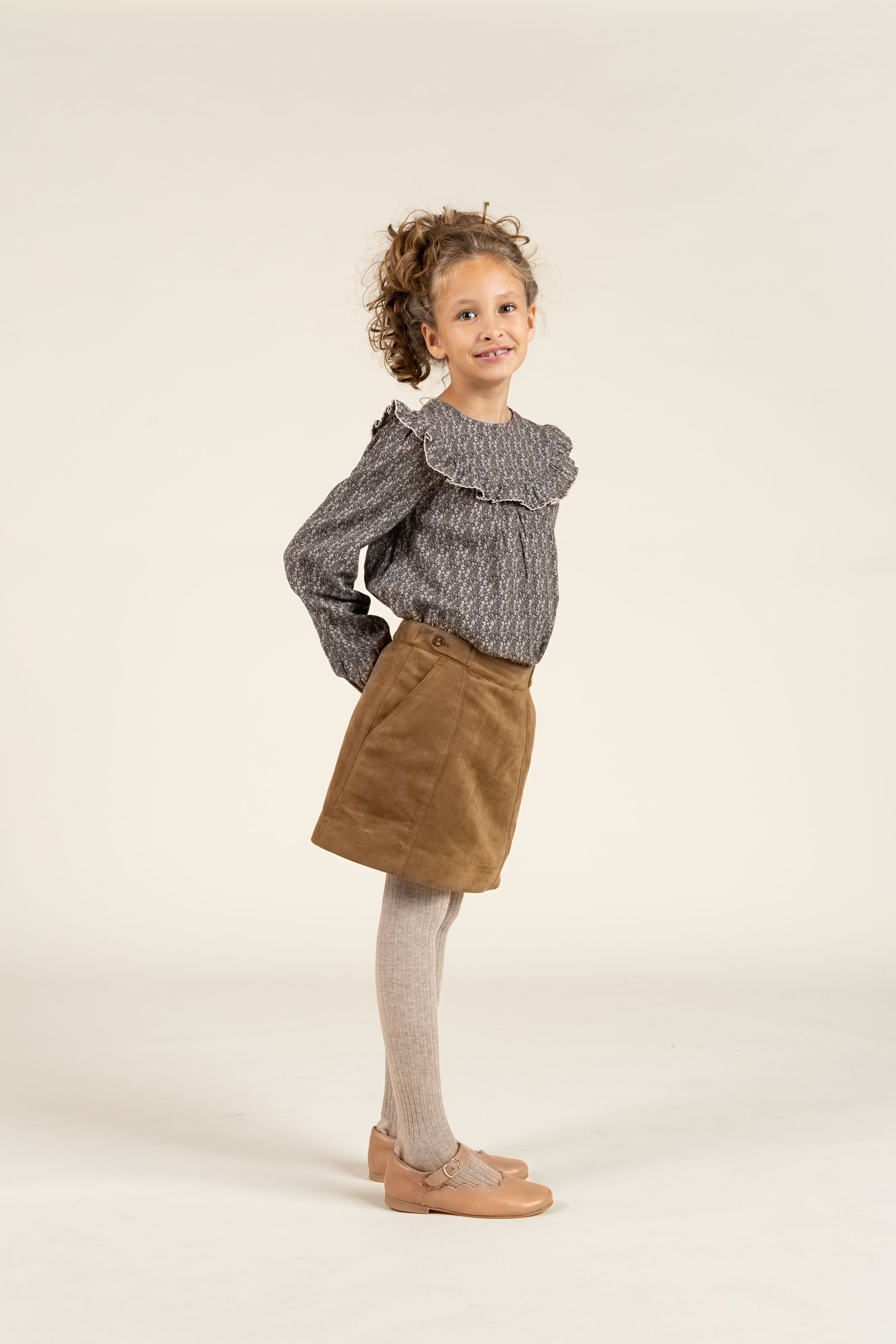 Rok van imitatie suède - Tween - Coffee | 100593 Selene