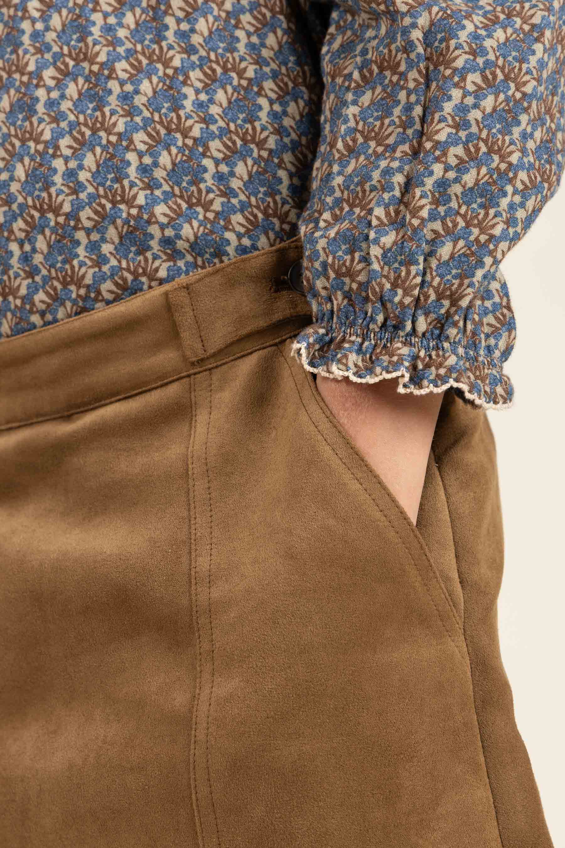 Rok van imitatie suède - Tween - Coffee | 100593 Selene
