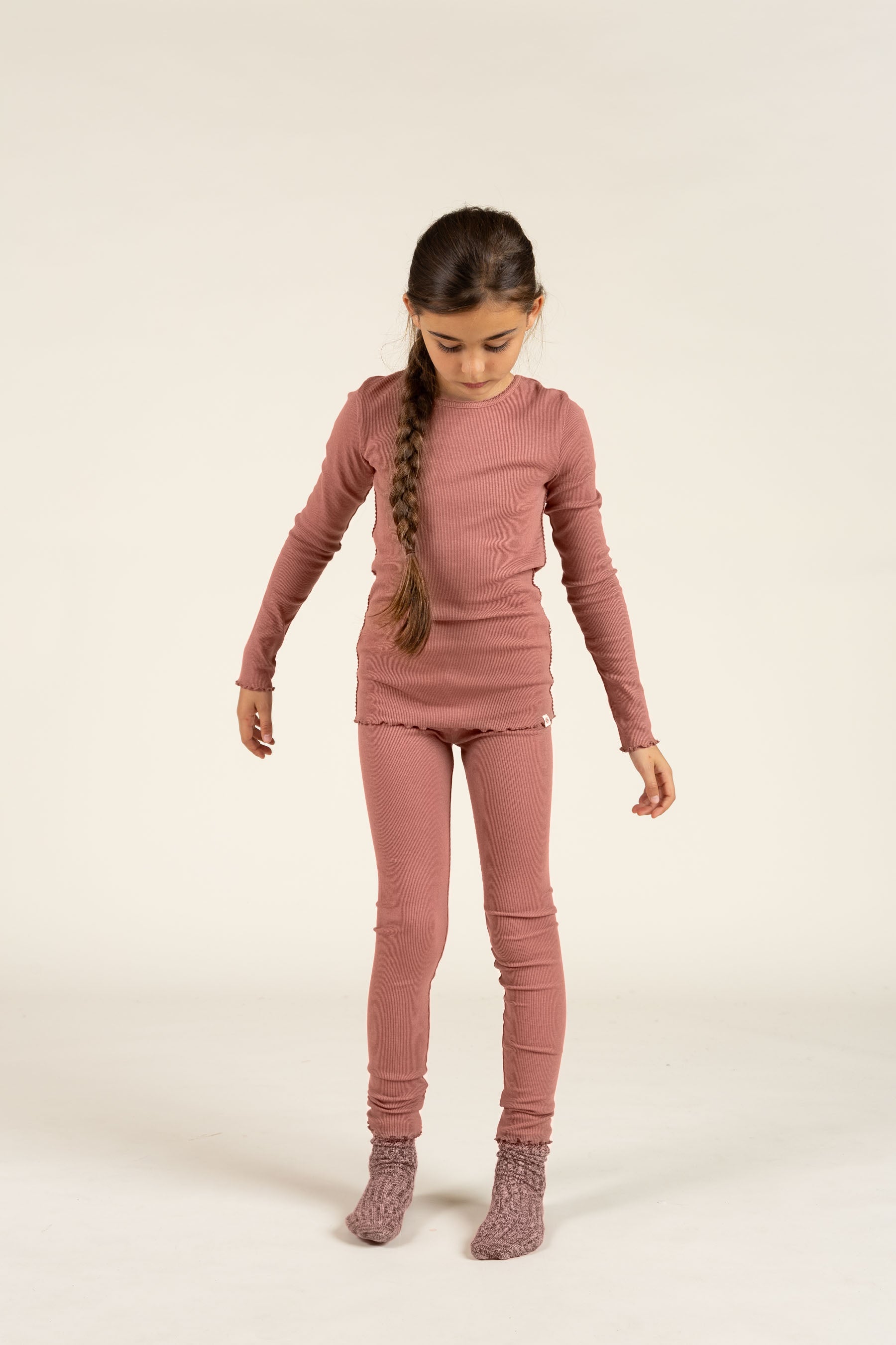 Modal Rib T-shirt met lange mouwen en Picot-randje - Tween - Old Rose | 100579 Mia