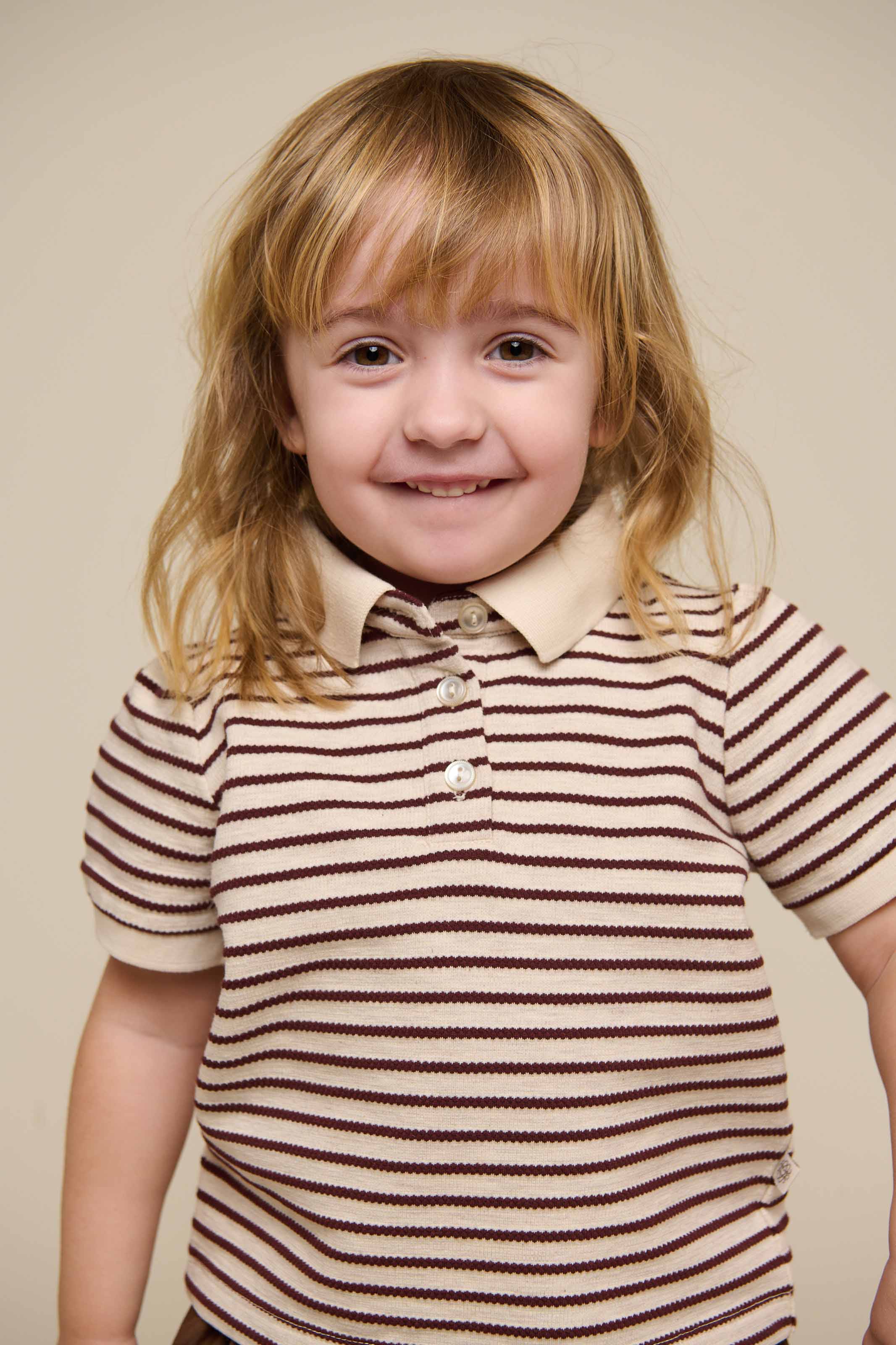 Gestreepte Jersey Polo - Kids - Brown | 101004 Emmie