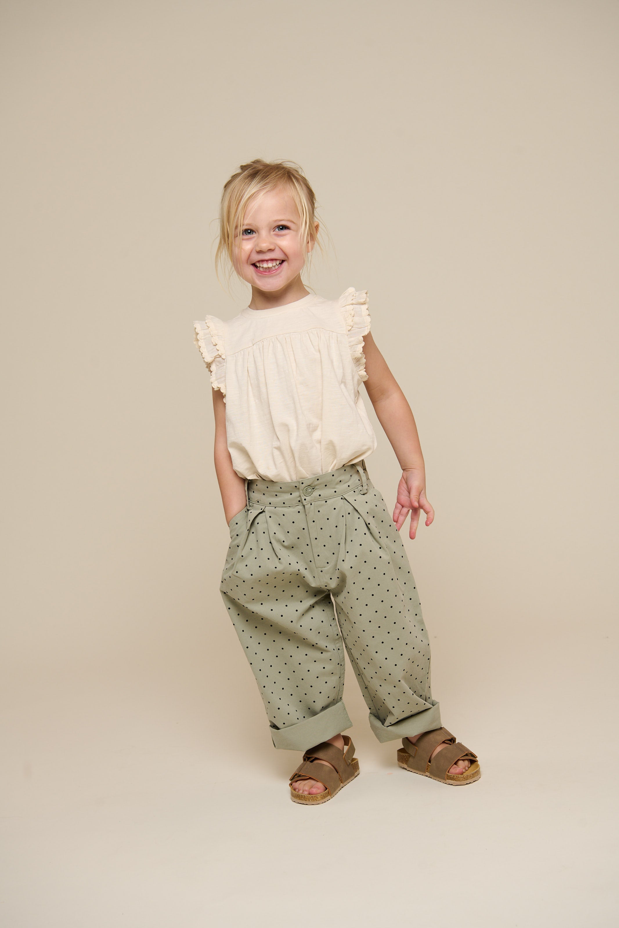 Twill broek met stip - Kids - Dusty Green | 100616 Iris