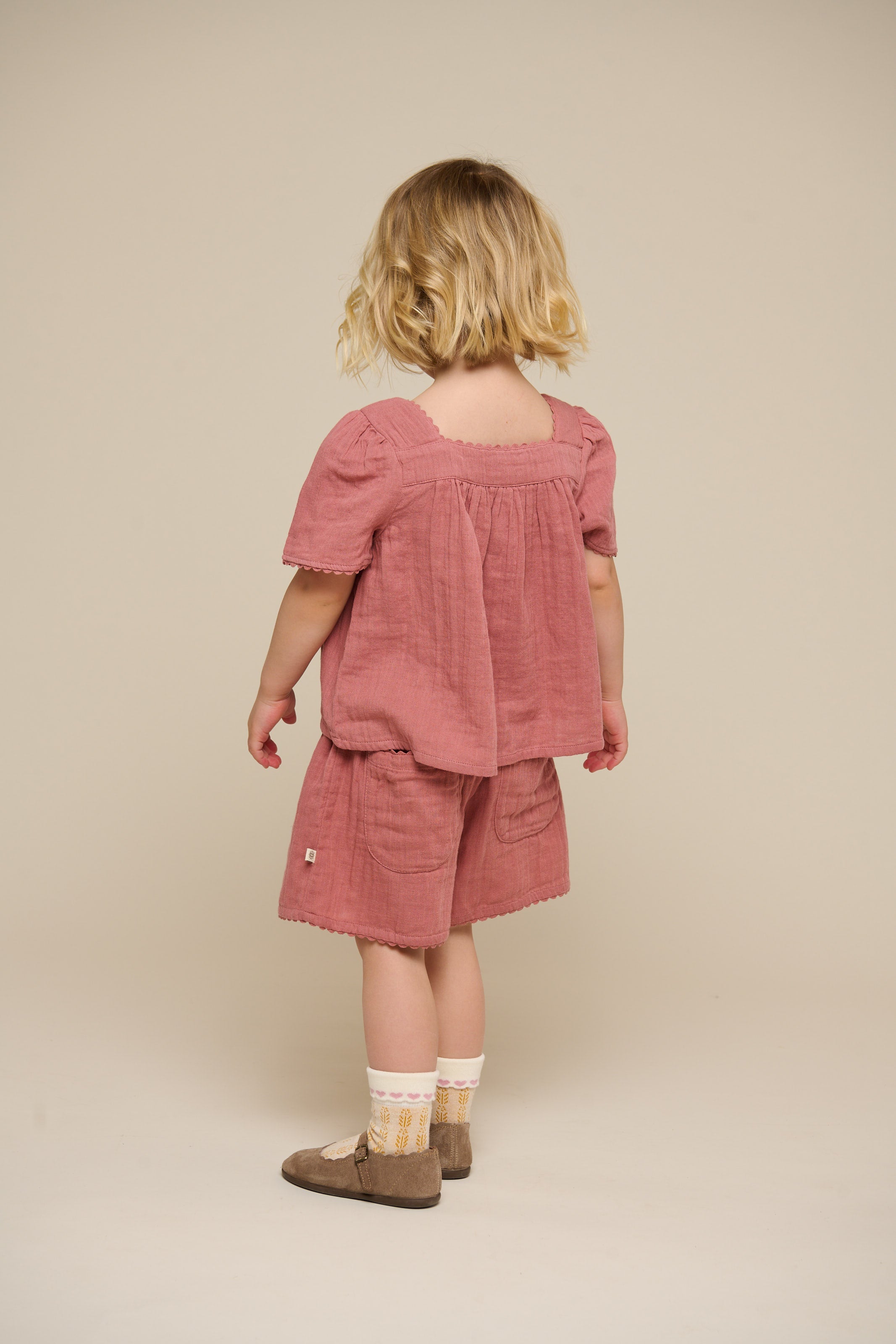 Gaze Blouse met Korte Mouwen - Kids - Old Rose | 100920 Jasmine