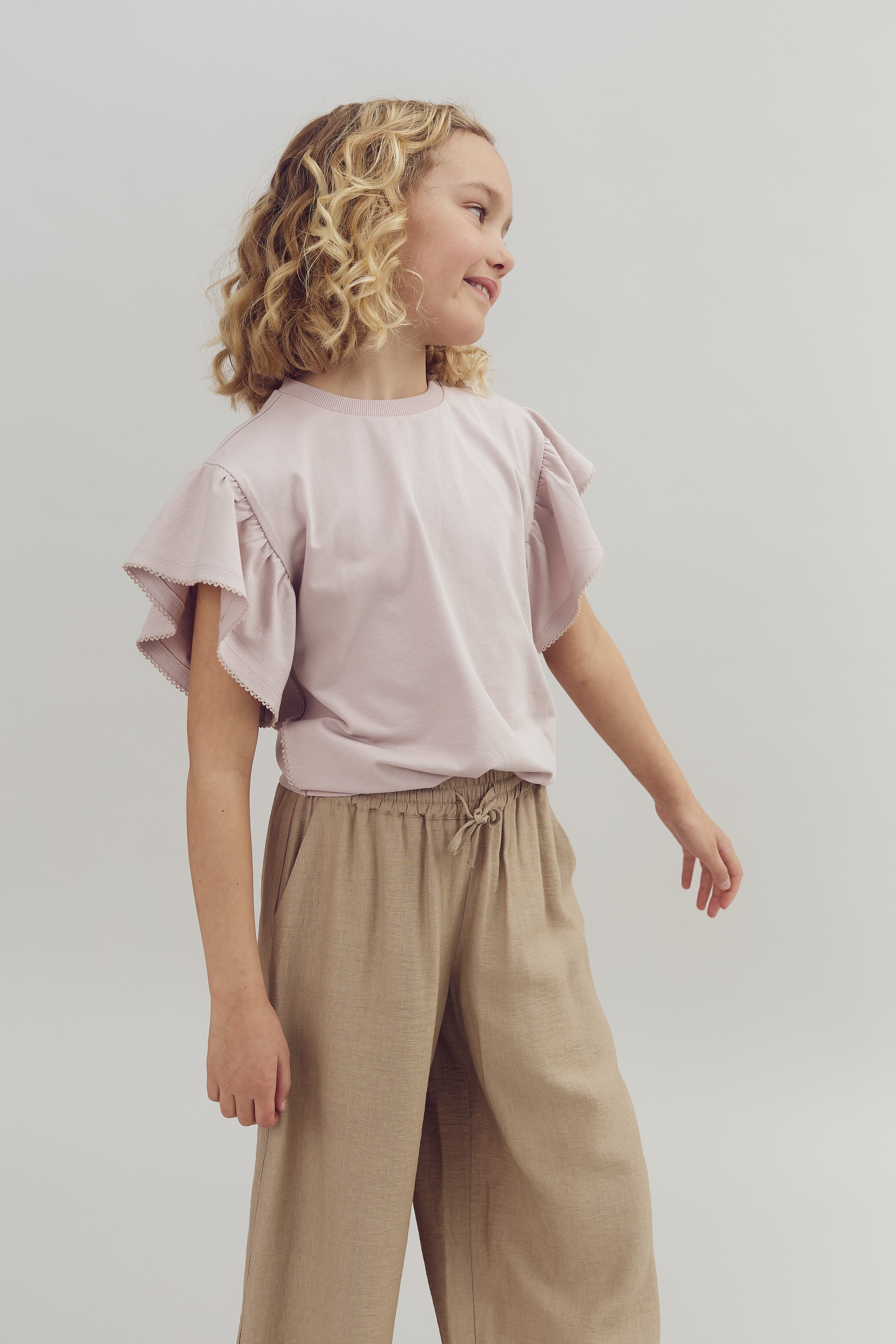 Vloeiende wijde broek - Tweens - Dark Beige