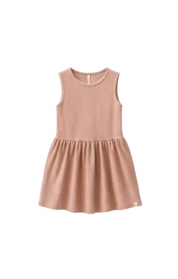 Mouwloze Modal Rib Jurk - Kids - Rose Tan | 101296 Lottie