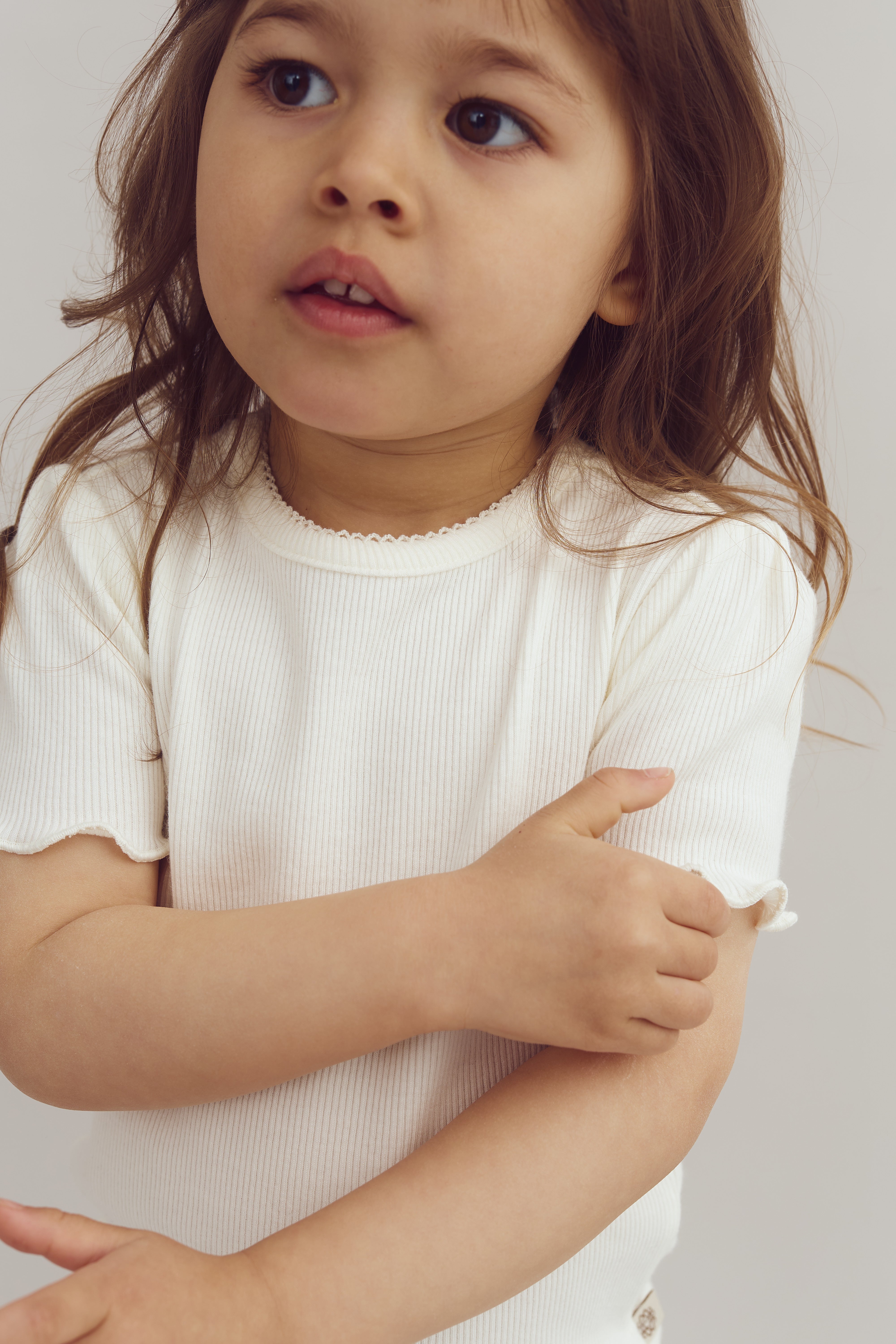Modal rib T-shirt met korte mouwen - Off White | 100323 Fiona