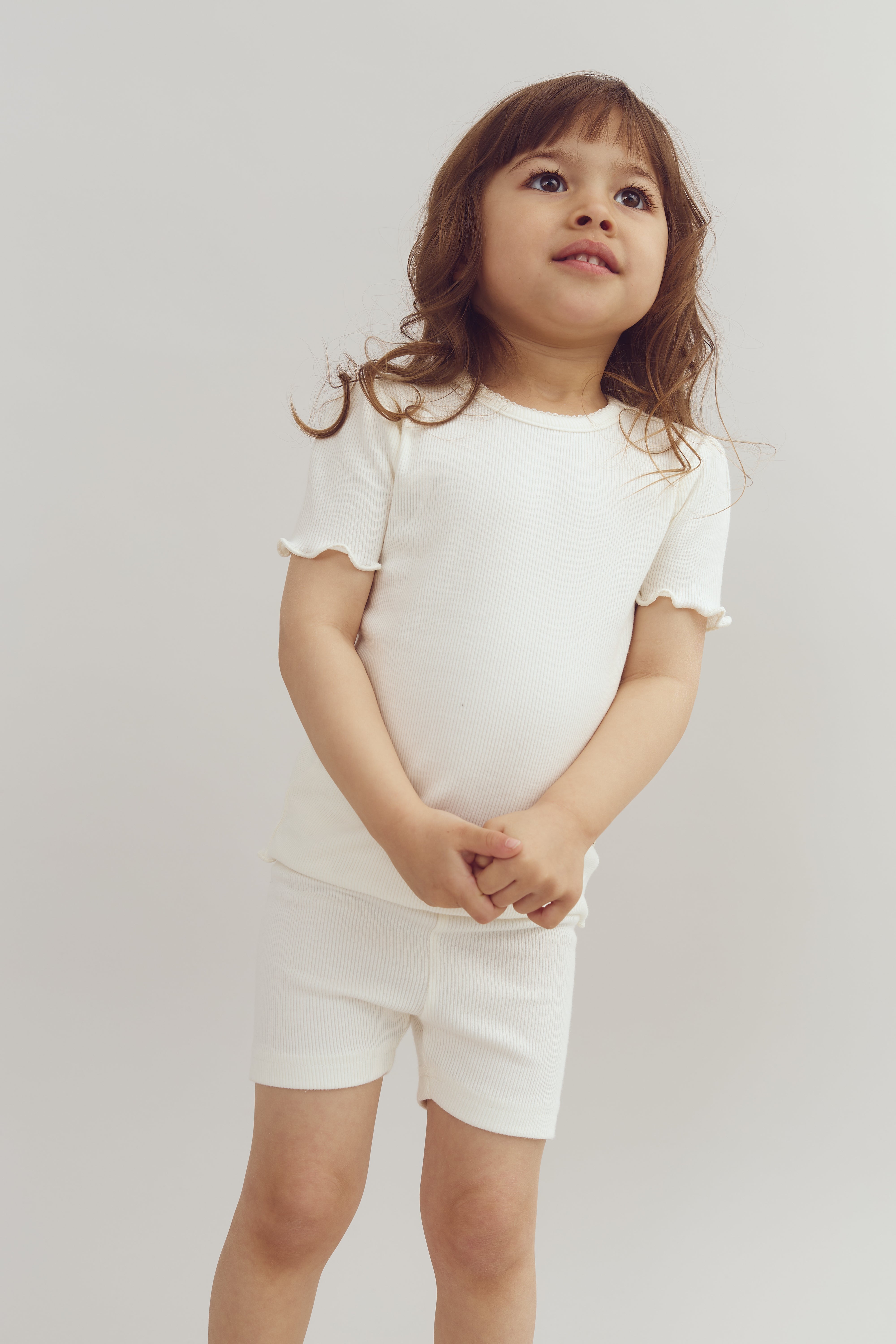 Modal rib T-shirt met korte mouwen - Off White | 100323 Fiona