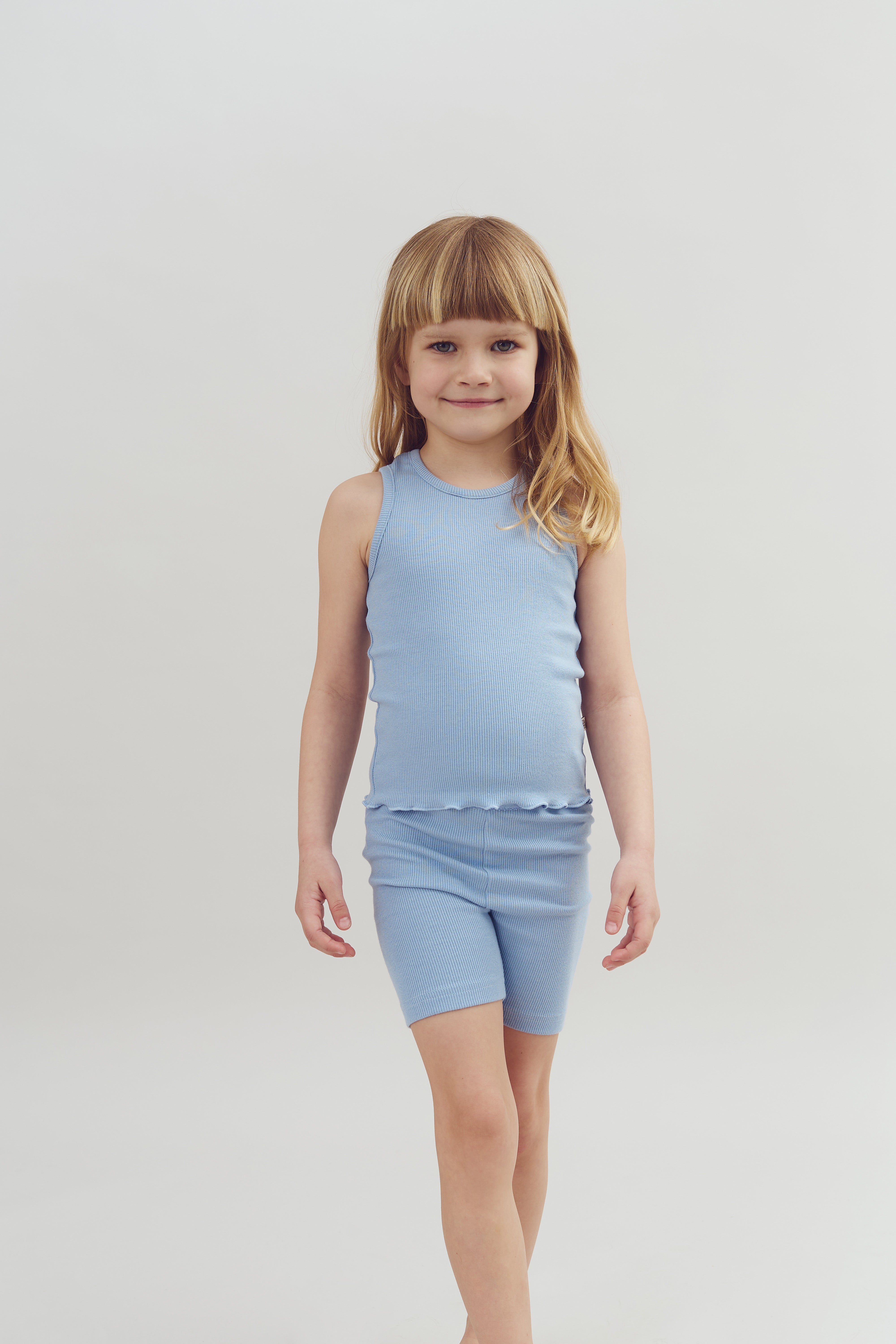 Modal rib top zonder mouwen - Blue | 100326 Fiona