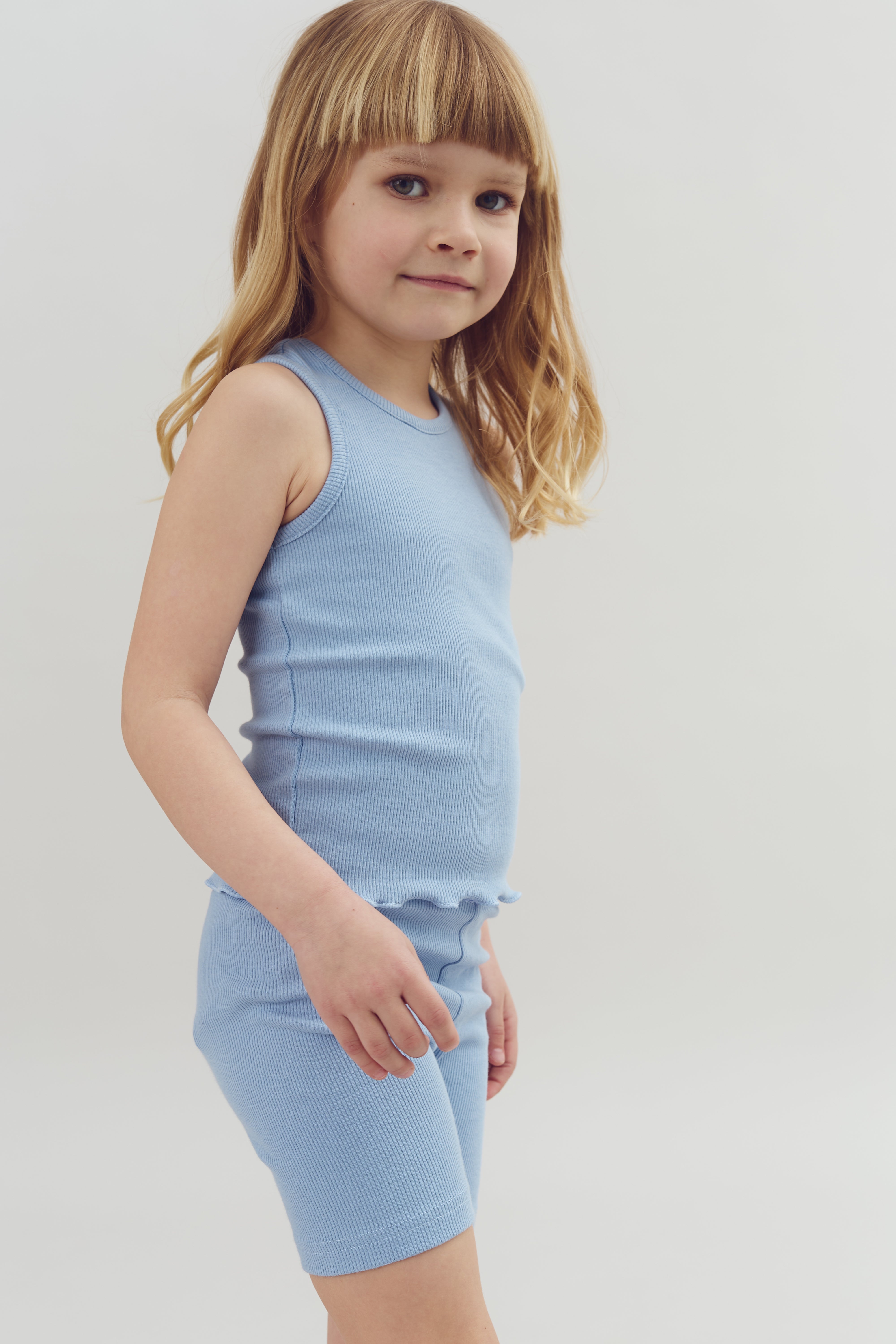 Modal rib korte legging - Blue | 100333 Fiona