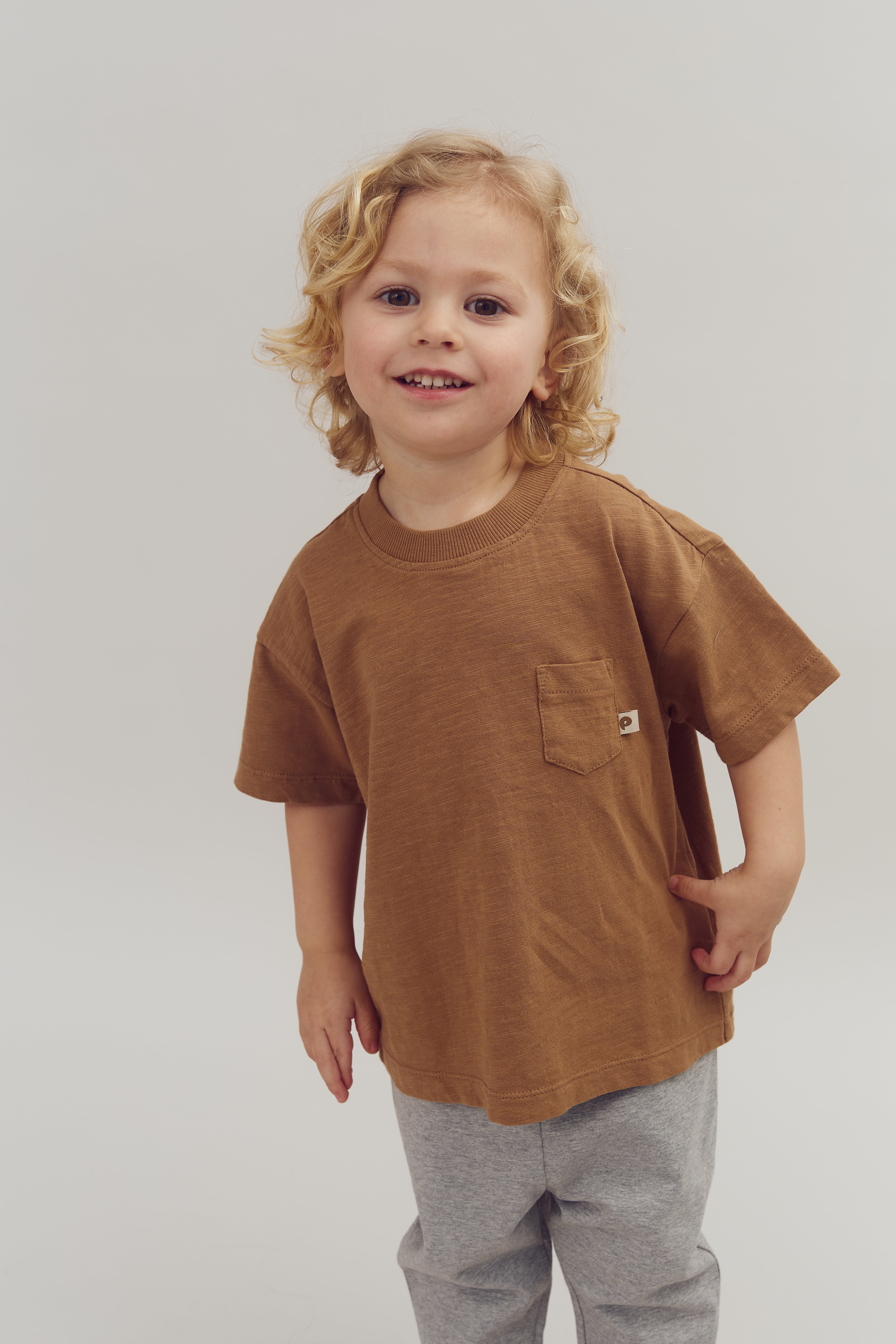 Slub jersey T-shirt met borstzak - French Beige | 100251 Emil