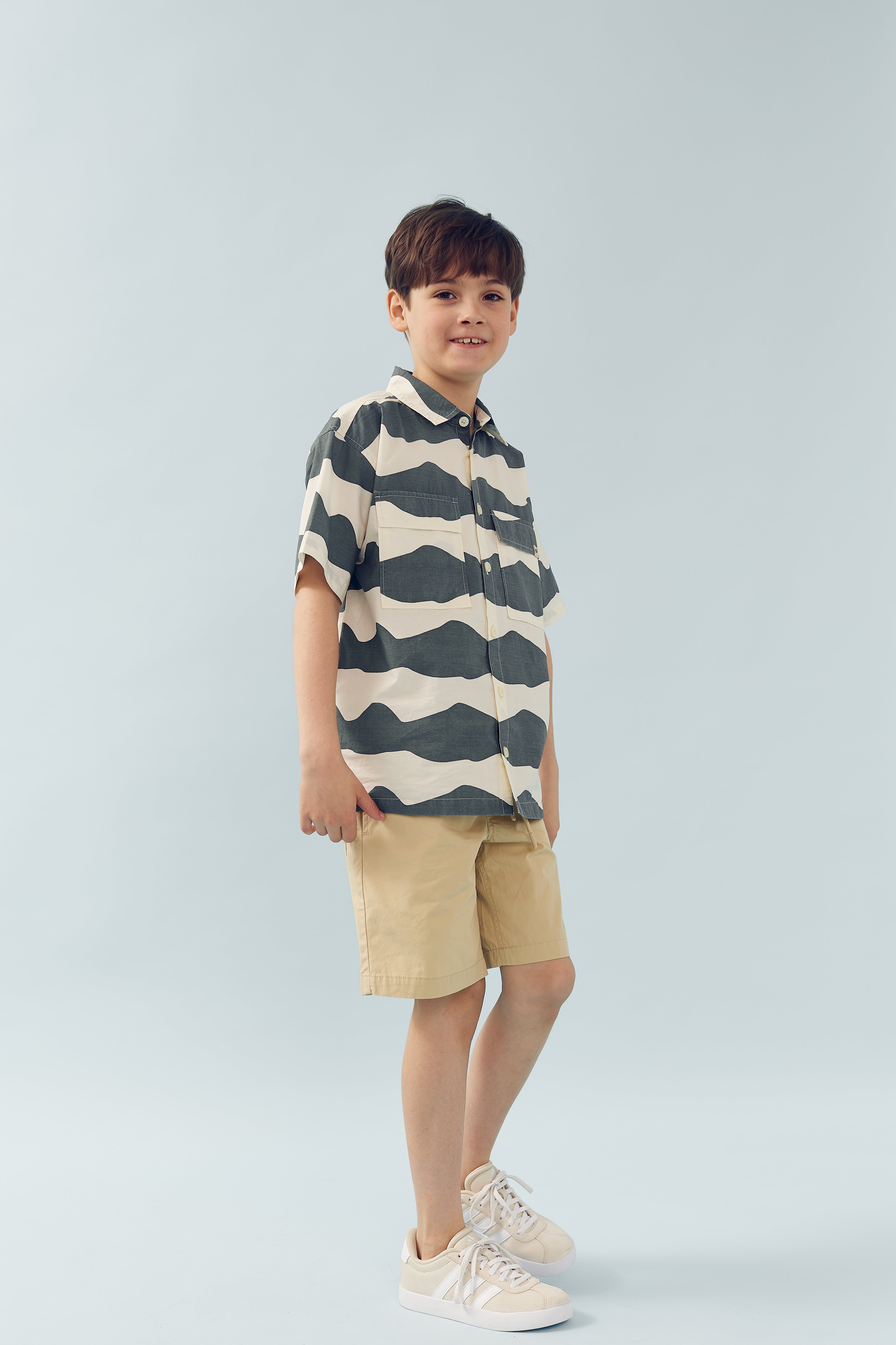 Poplin wave overhemd - Tween - Petrol | 100404 Kean