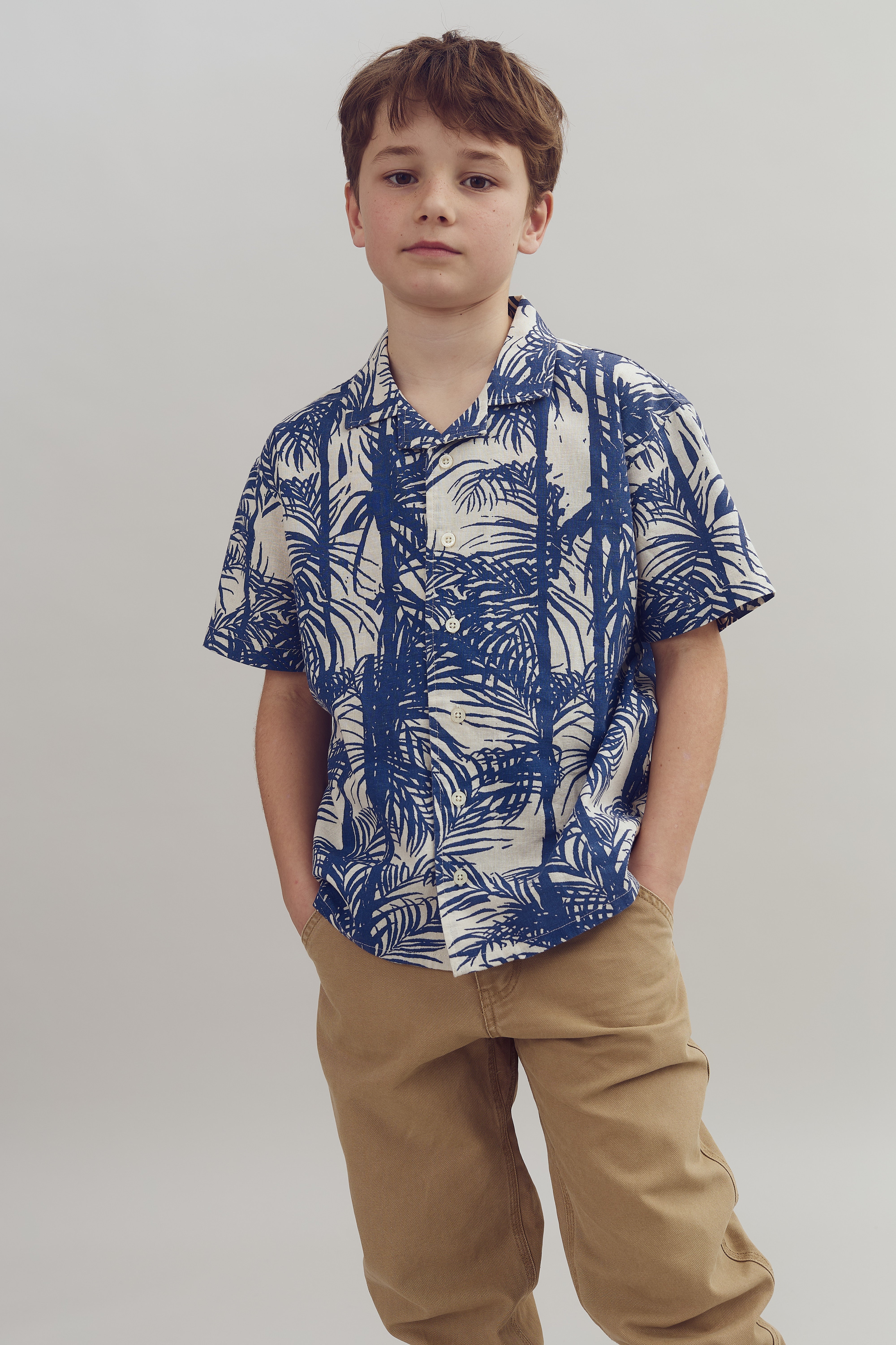 Linnen tropical overhemd - Tween - Blue | 100399 Mateo