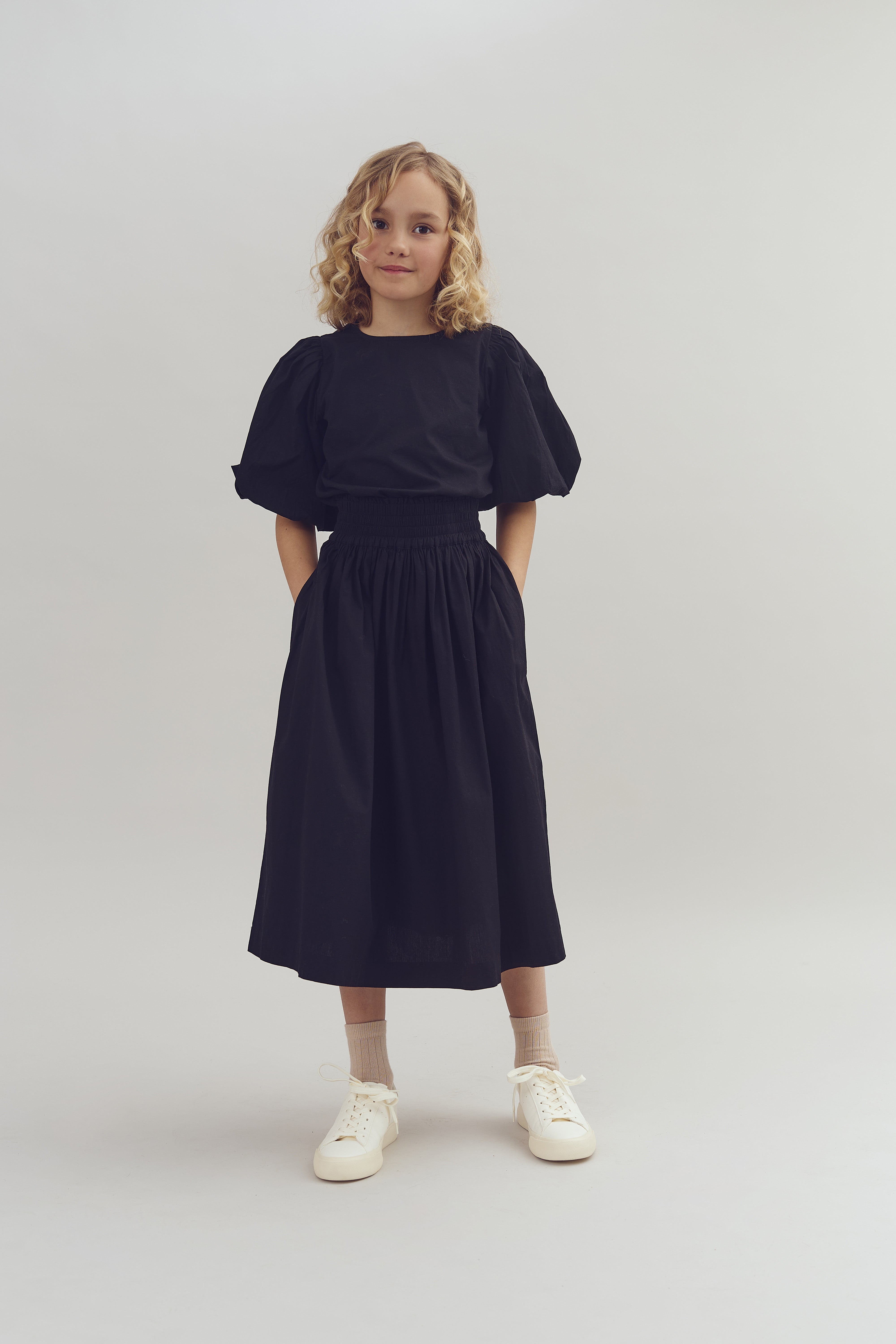 Poplin rok op theelengte - Tween - Black | 100225 Laura