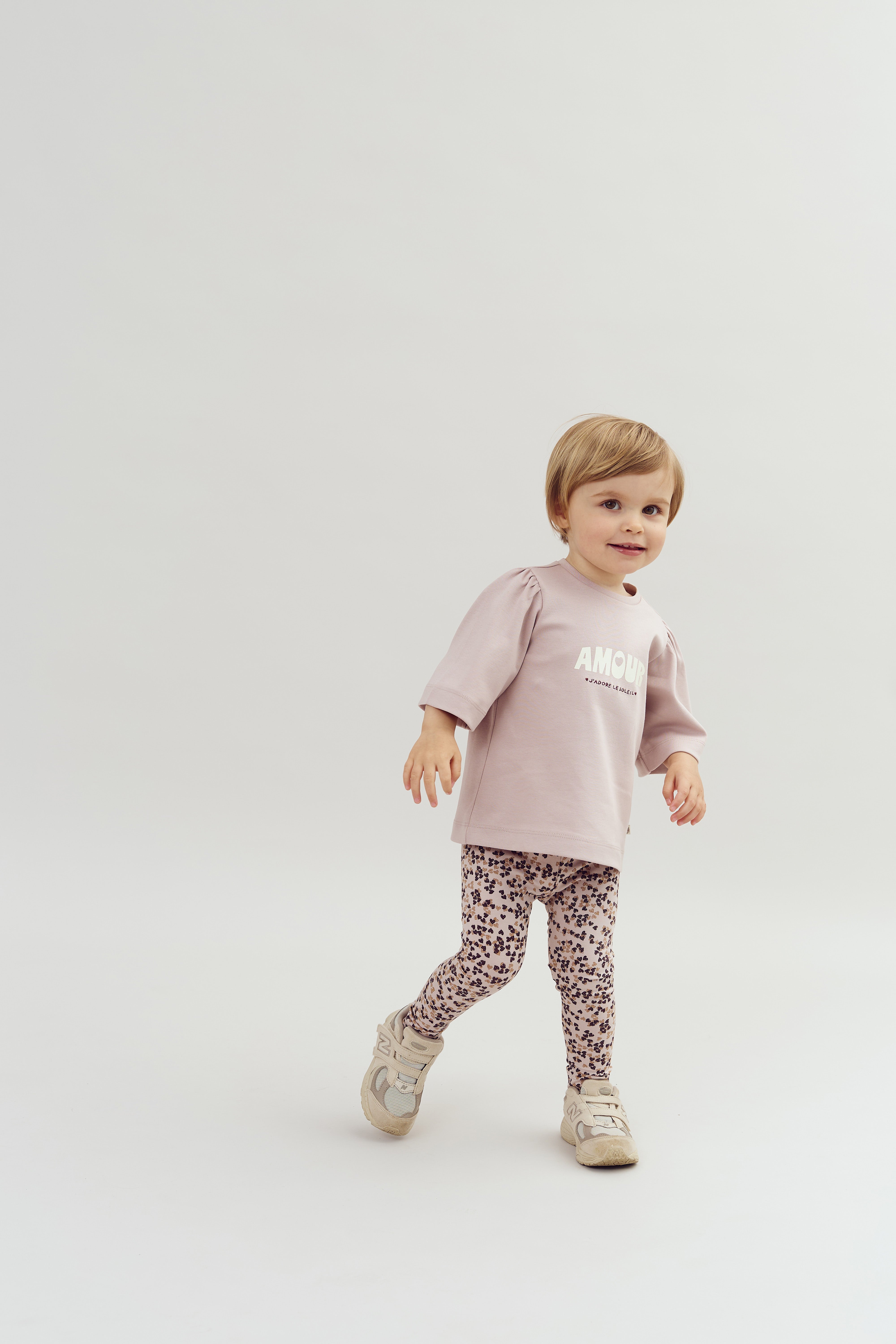 T-shirt met pofmouwen en print - Light Purple | 100258 Rosa