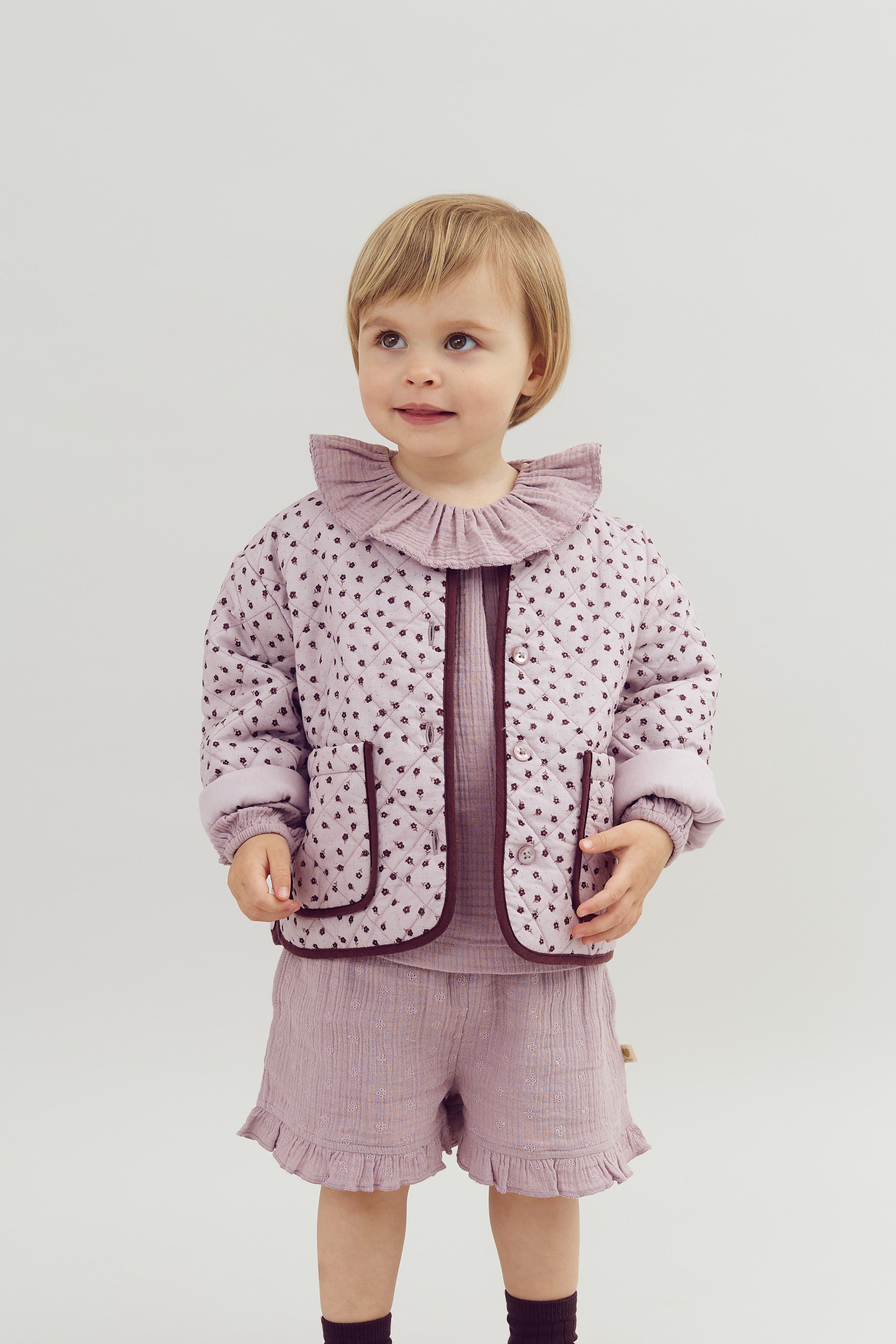 Musselin shorts met borduursel - Purple | 100246 Ella