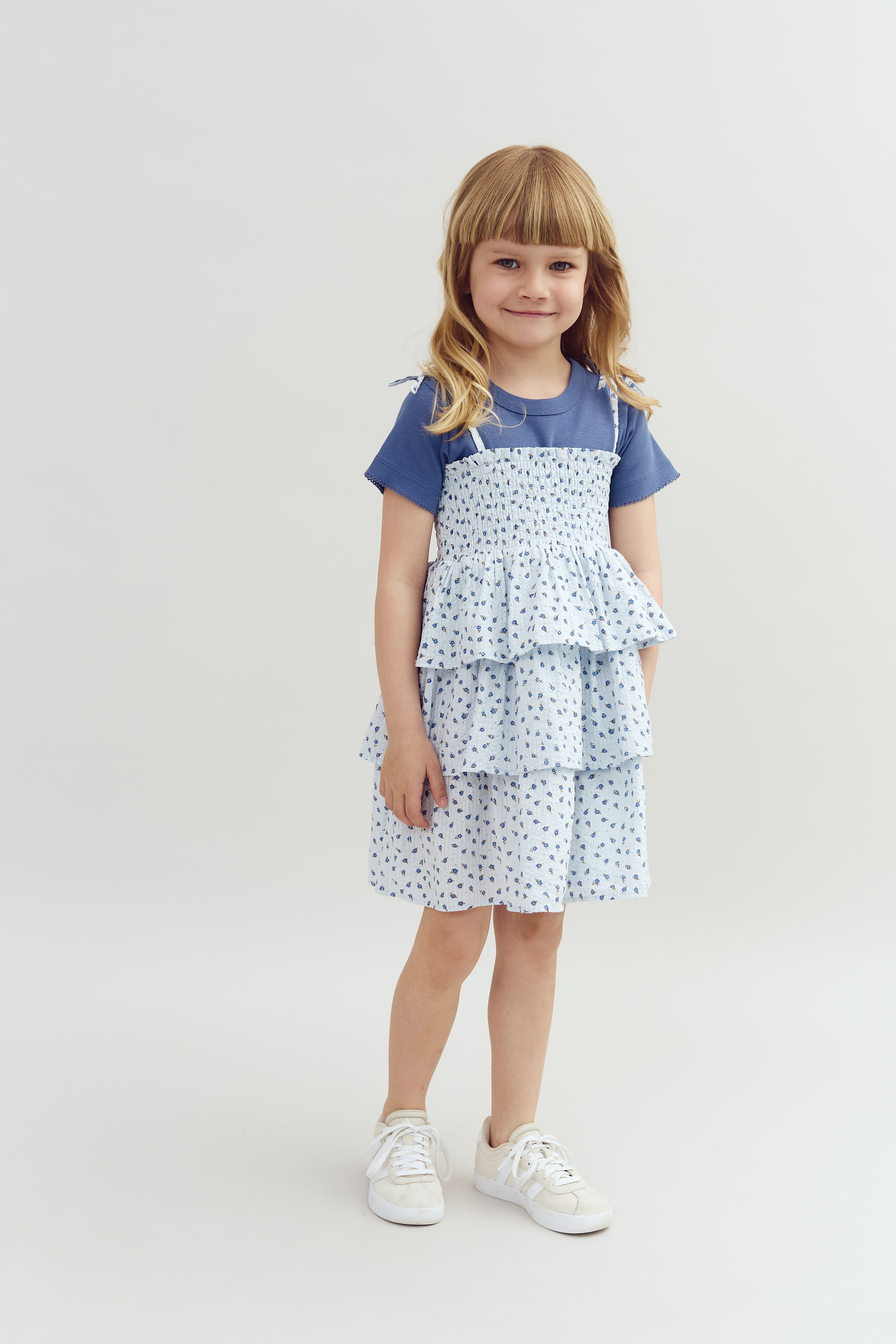 Getailleerd T-shirt met picotsteek - Dusty Cobalt | 100201 Tina