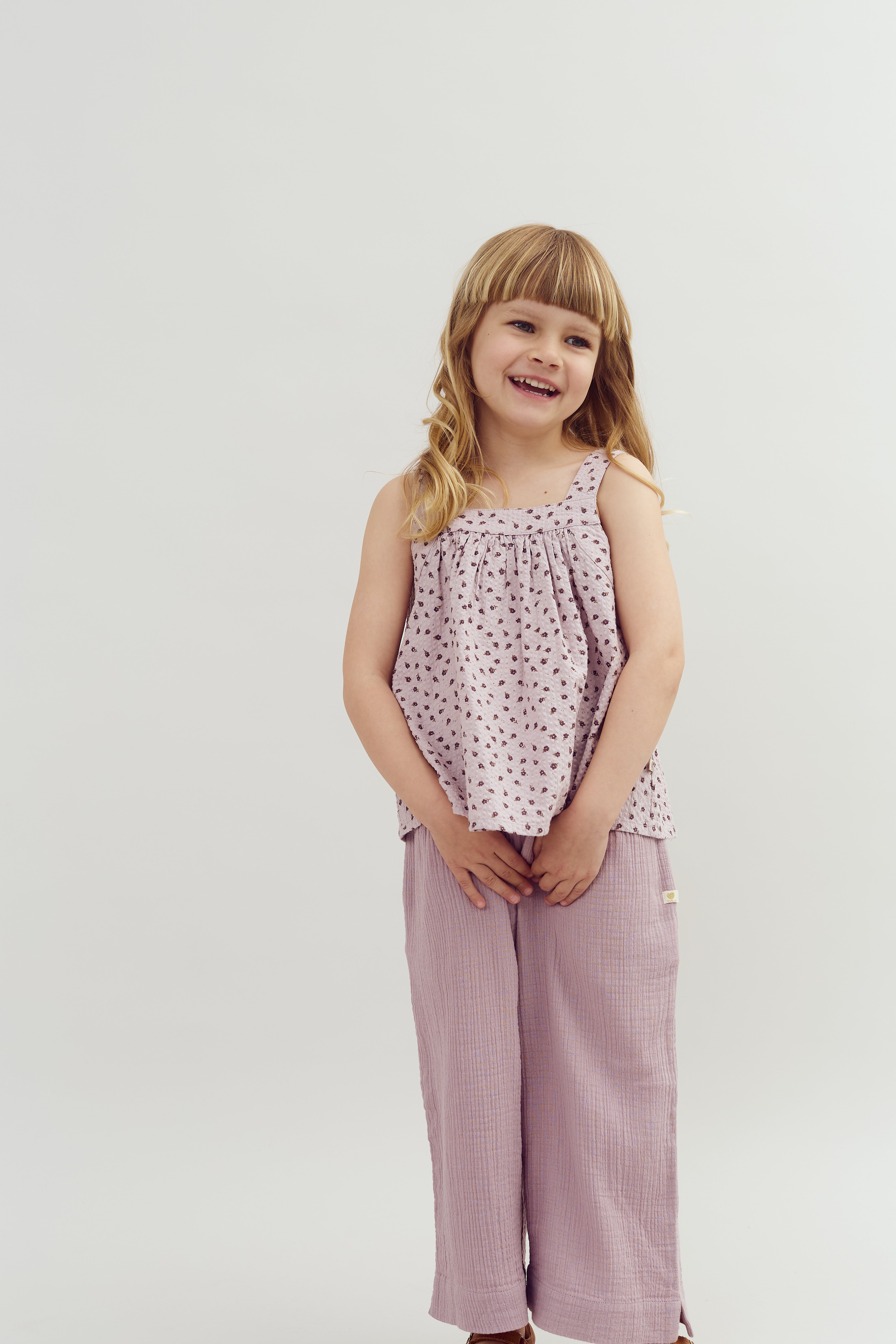 Musselin cropped broek - Purple | 100242 Ella