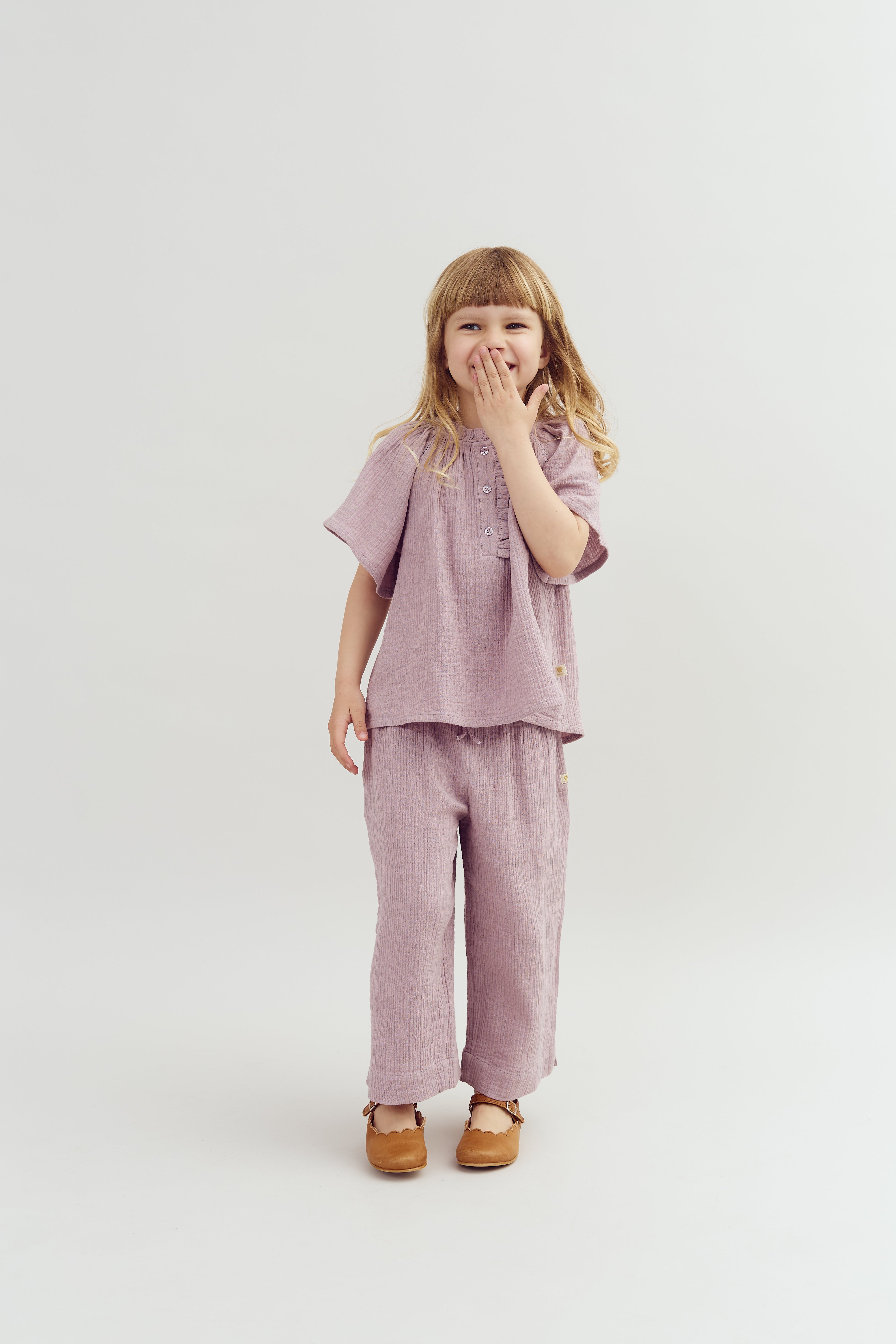 Musselin blouse met knoopsluiting - Purple | 100240 Ella