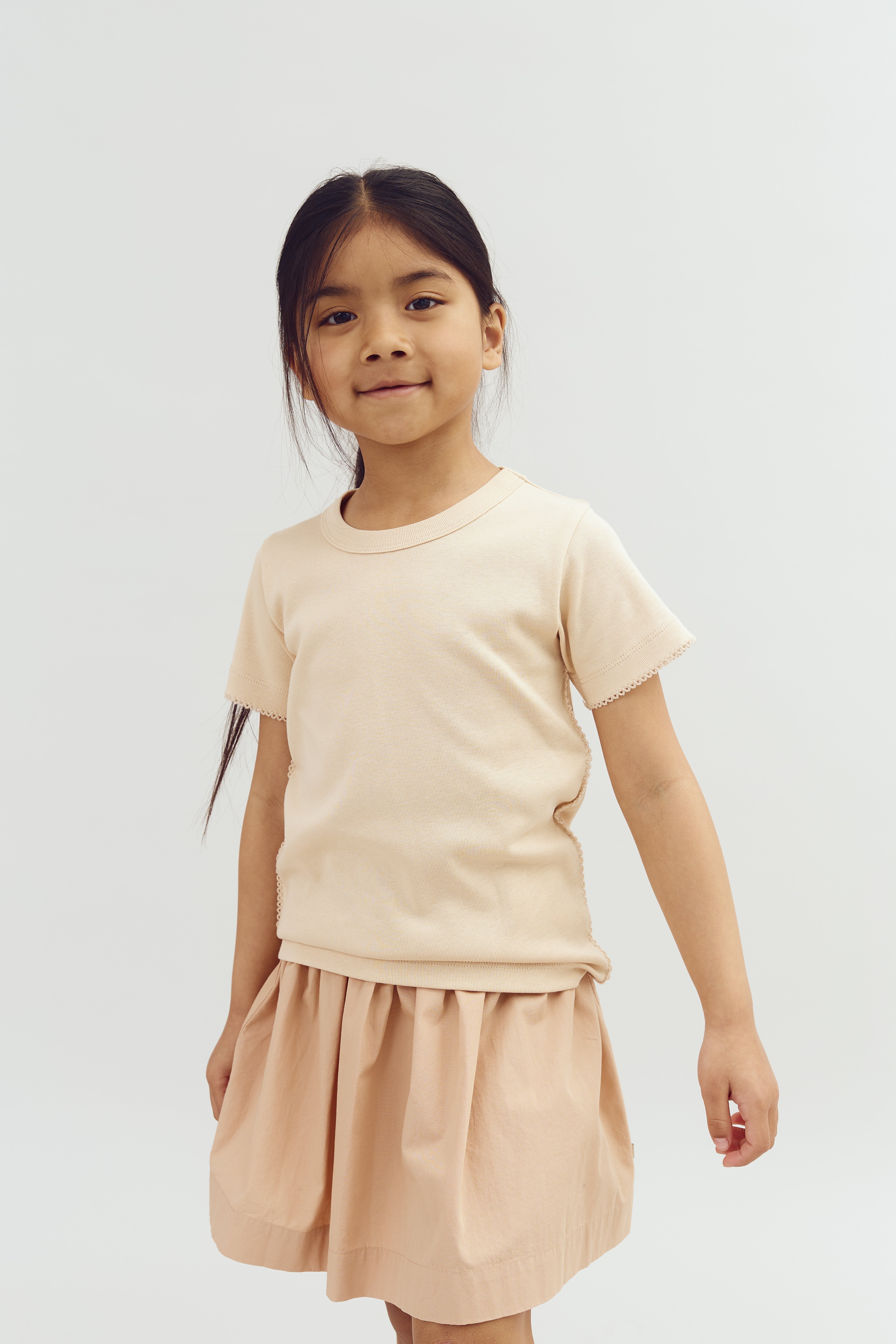 Getailleerd T-shirt met picotsteek - Light Rose | 100200 Tina
