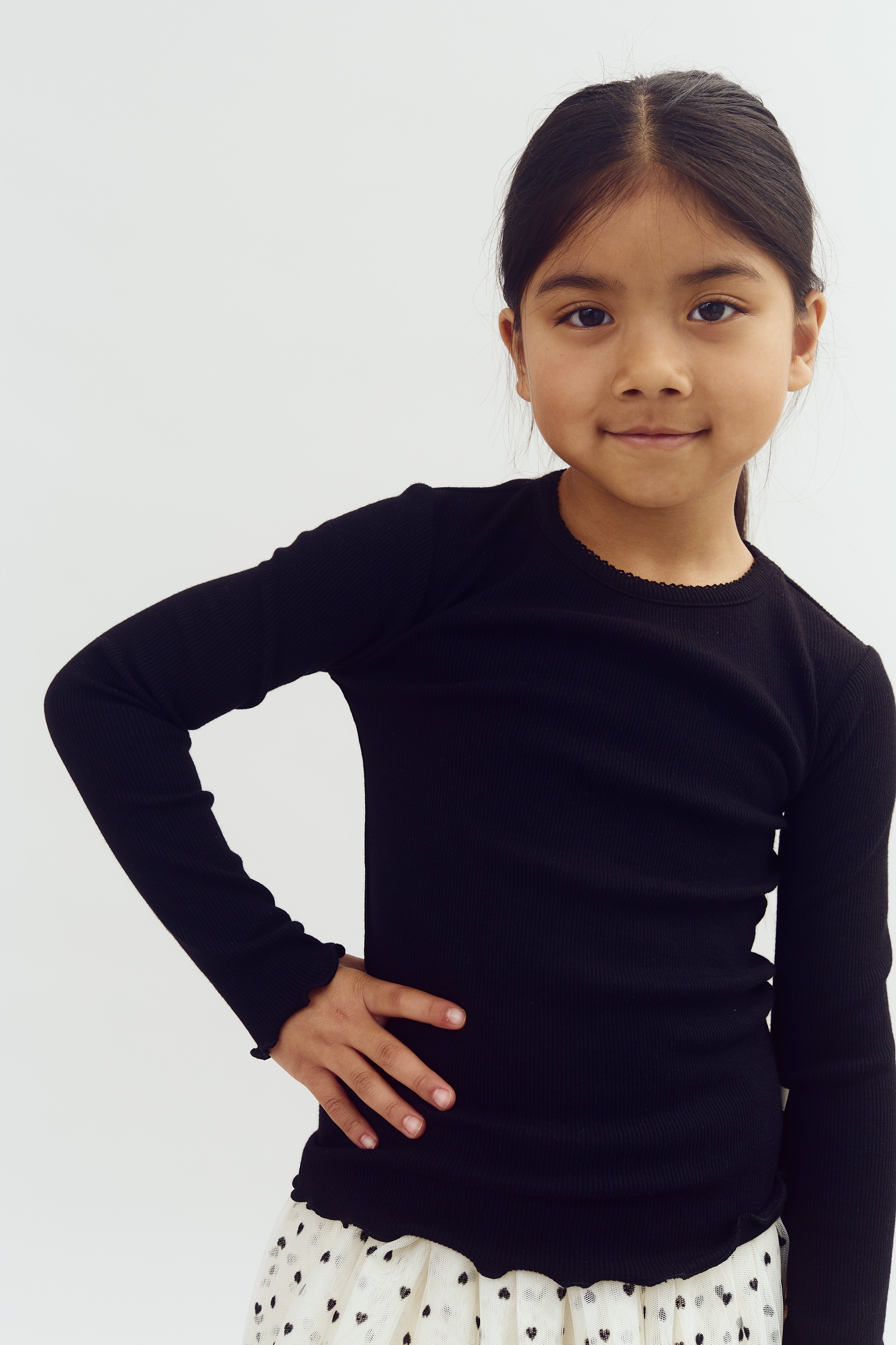 Modal rib longsleeve T-shirt - Black | 100317 Fiona