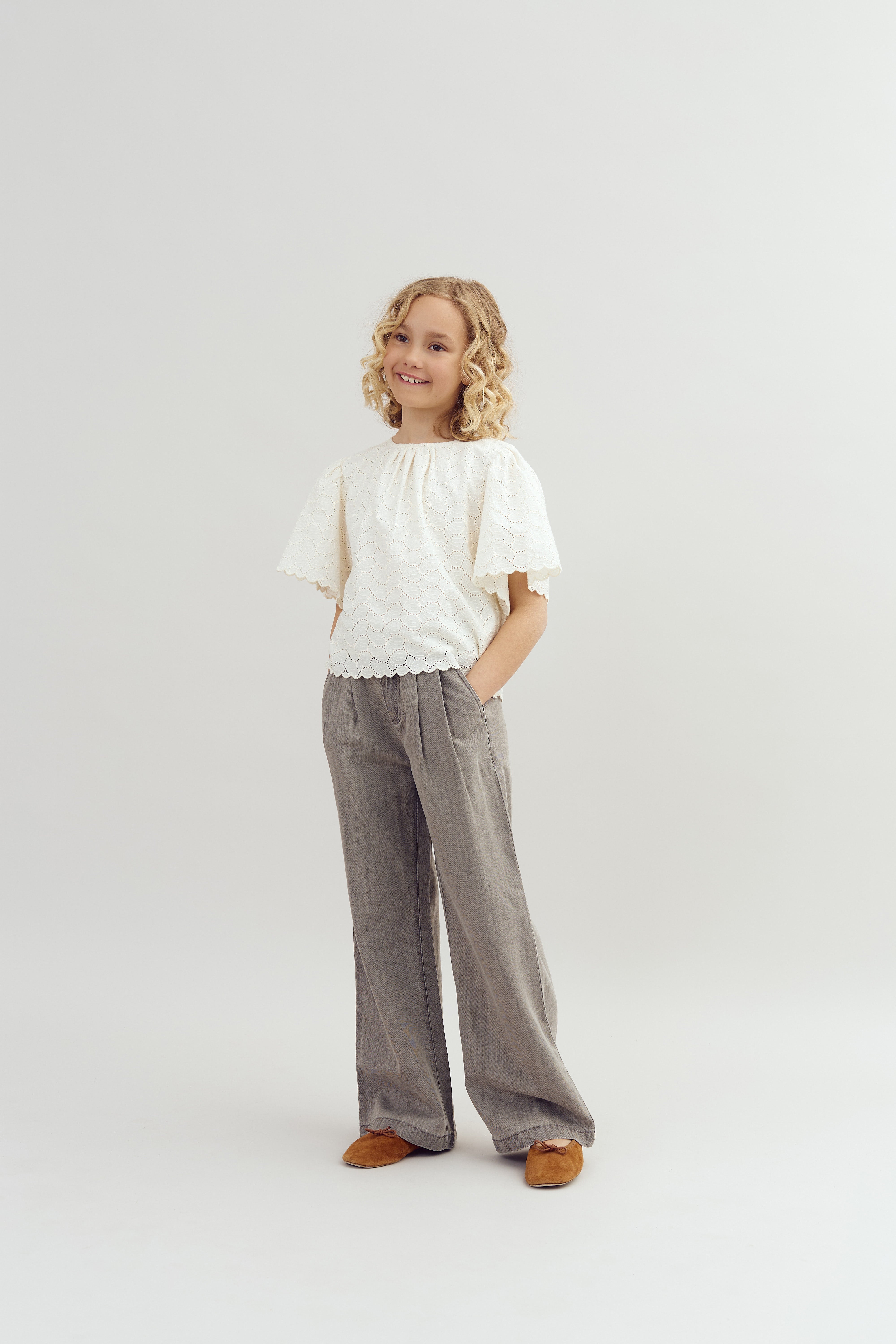Denim broek met wijde pijpen - Tween - Grey Denim | 100104 Lea