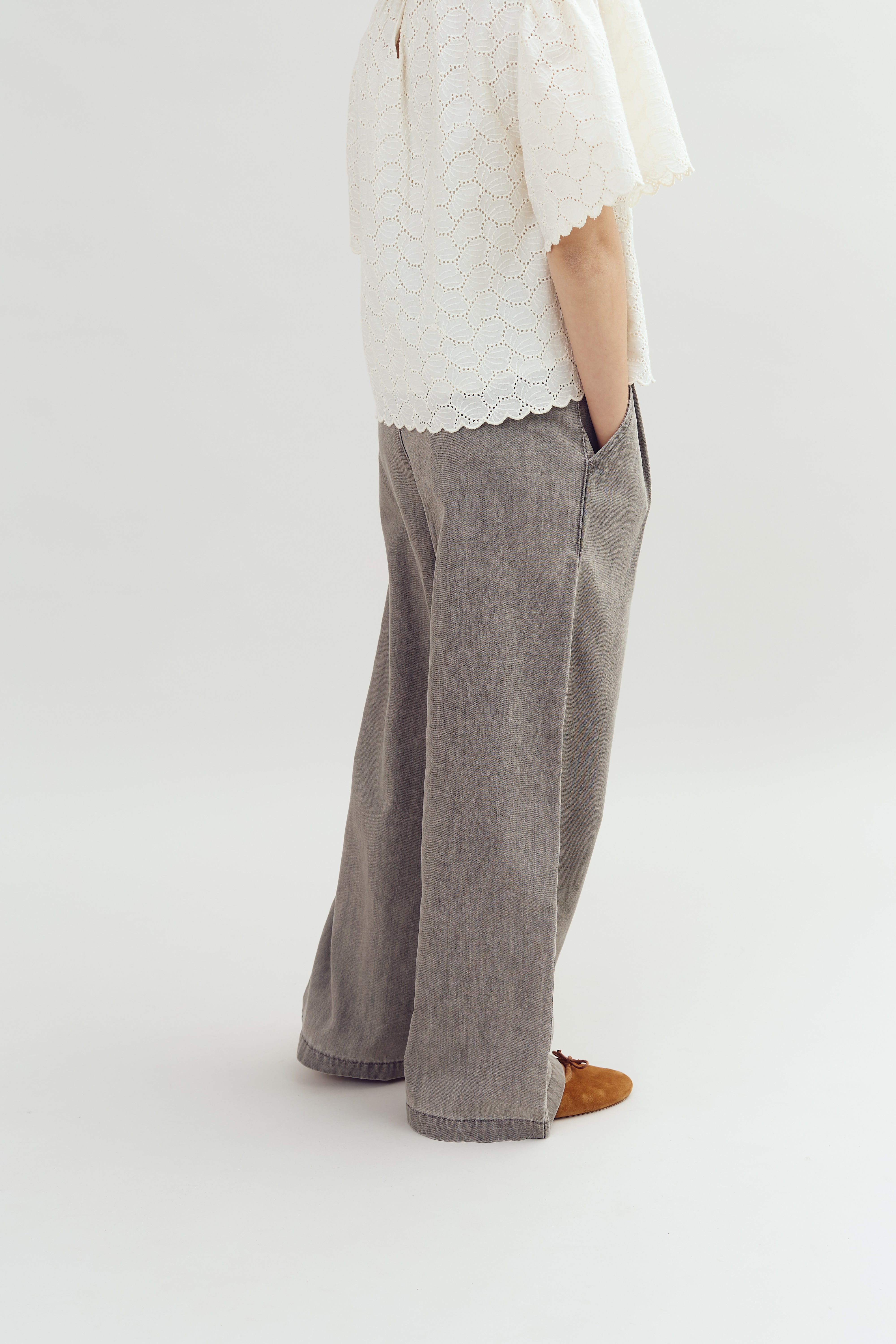 Denim broek met wijde pijpen - Tween - Grey Denim | 100104 Lea