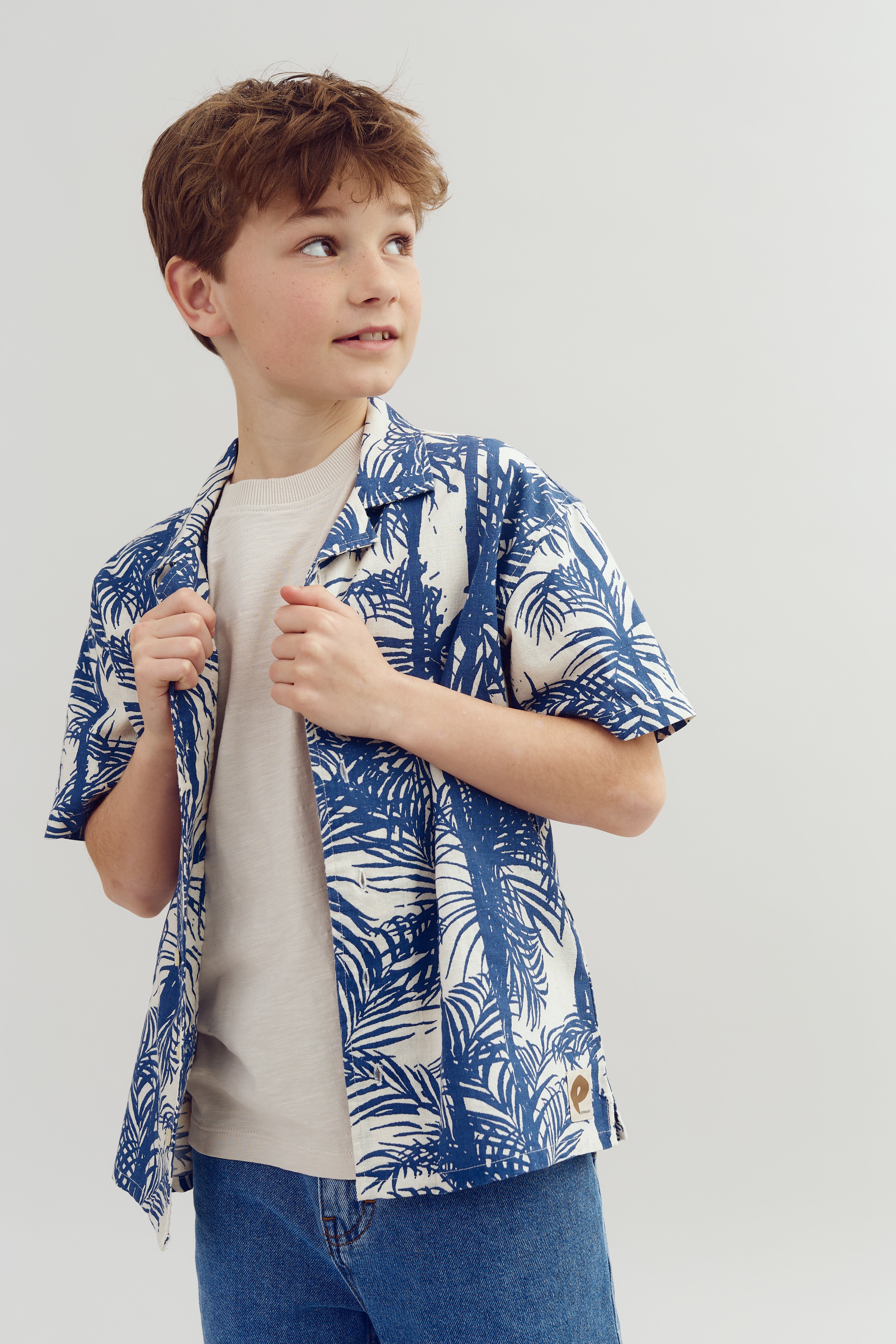 Linnen tropical overhemd - Tween - Blue | 100399 Mateo