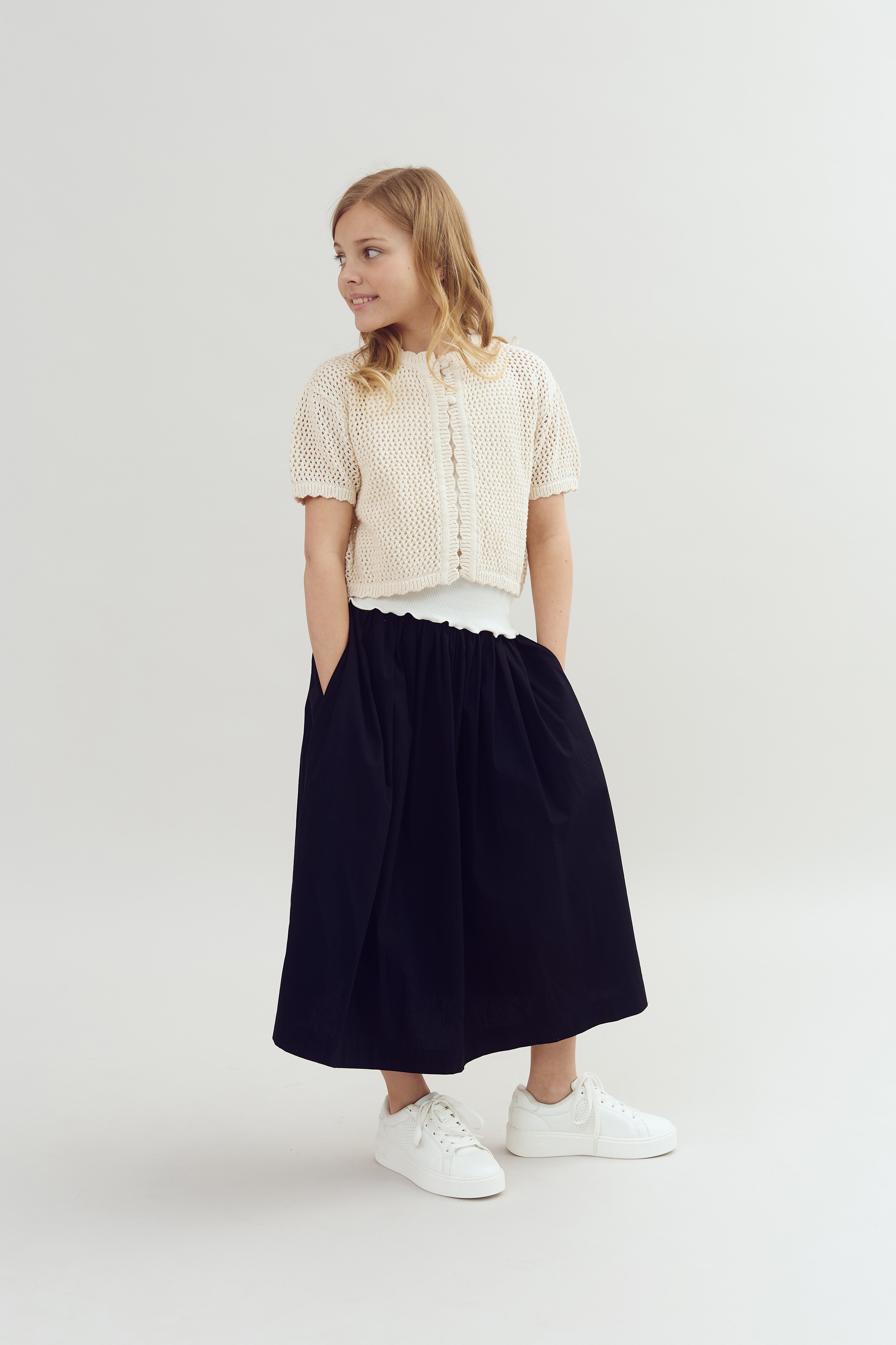 Poplin rok op theelengte - Tween - Black | 100225 Laura
