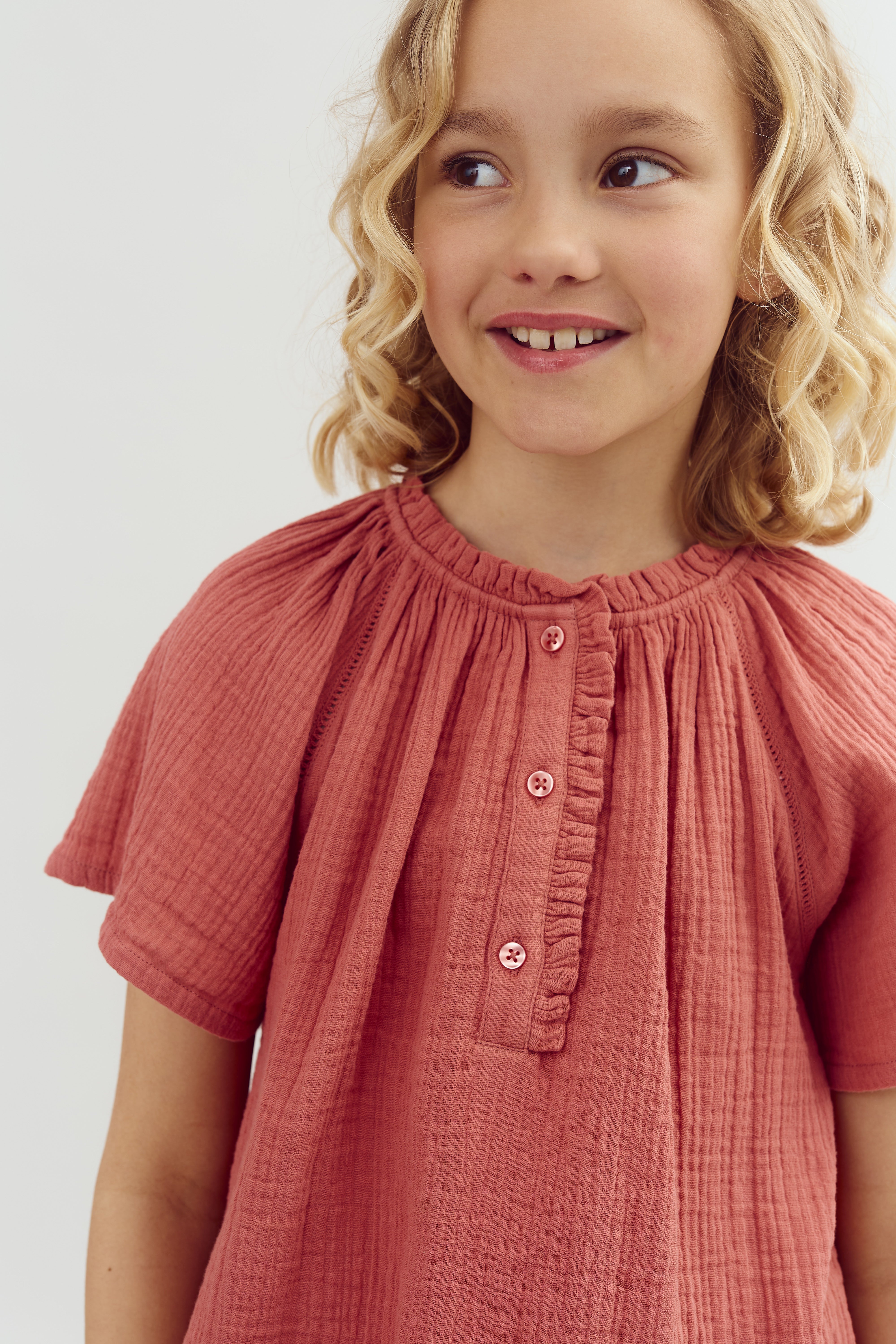 Musselin blouse met knoopsluiting - Blush | 100289 Ella