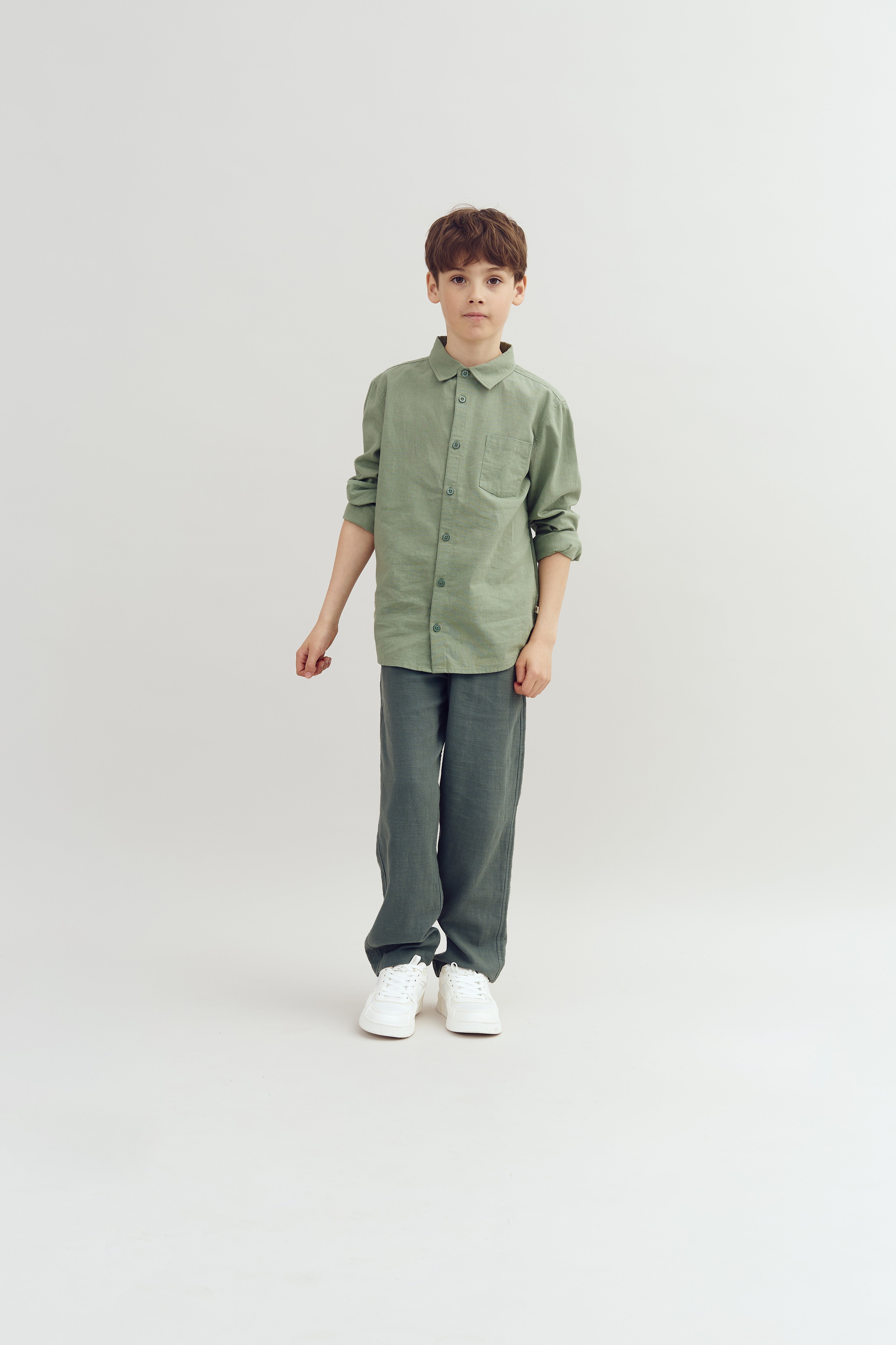 Linnen overhemd - Tween - Green | 100172 Pelle