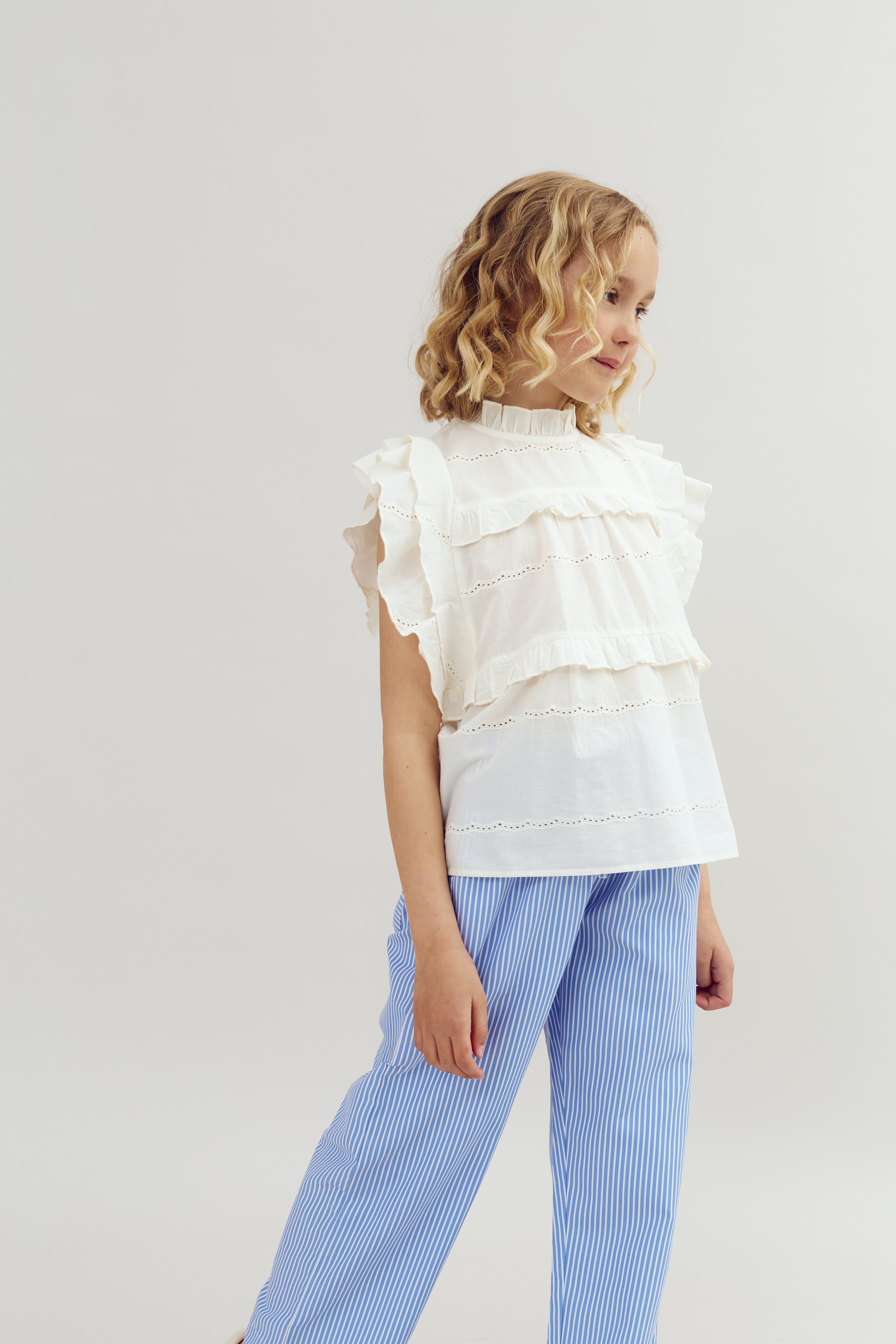 Mouwloze blouse met ruches - Tween - Off White | 100487 Frida